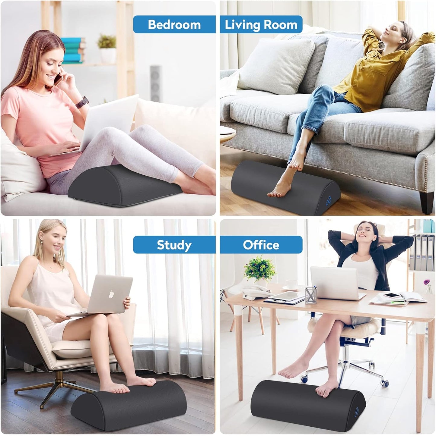 StepLively Foot Rest Ergonomic Pillow for Under Desk at Work, Anti-Fatigue Footrest Support Pillow for Fatigue & Pain Relief, Comfortable for Office Chair, Car Seat & Gaming Chair - Grey