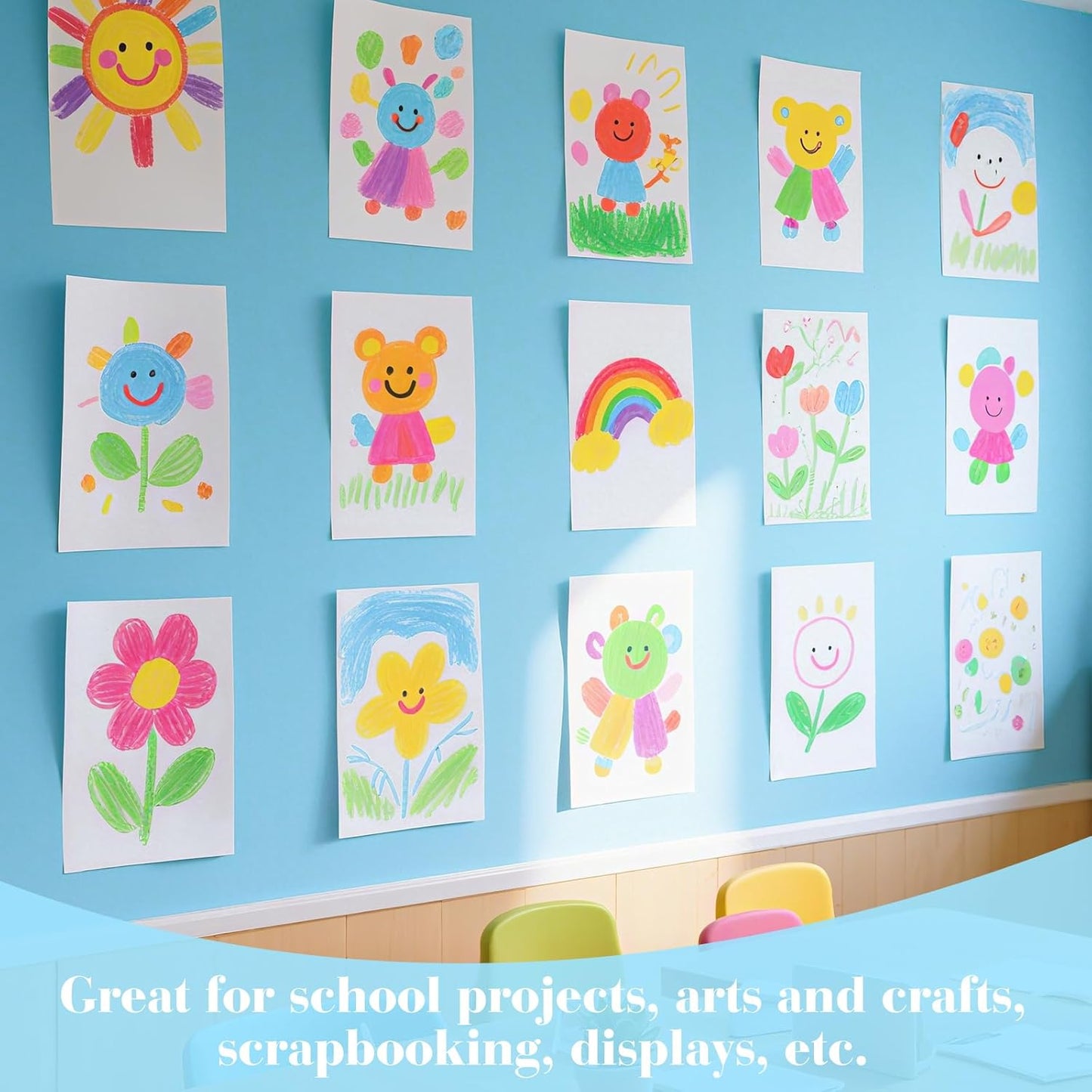 100 Pcs White Poster Board Paper 11.7 x 16.5, ROOKEA White Vision Boards Bulk Smart Posterboard Blank Graphic Display Card Paper for Drawing Artwork School Arts Crafts Classroom Projects Scrapbooking