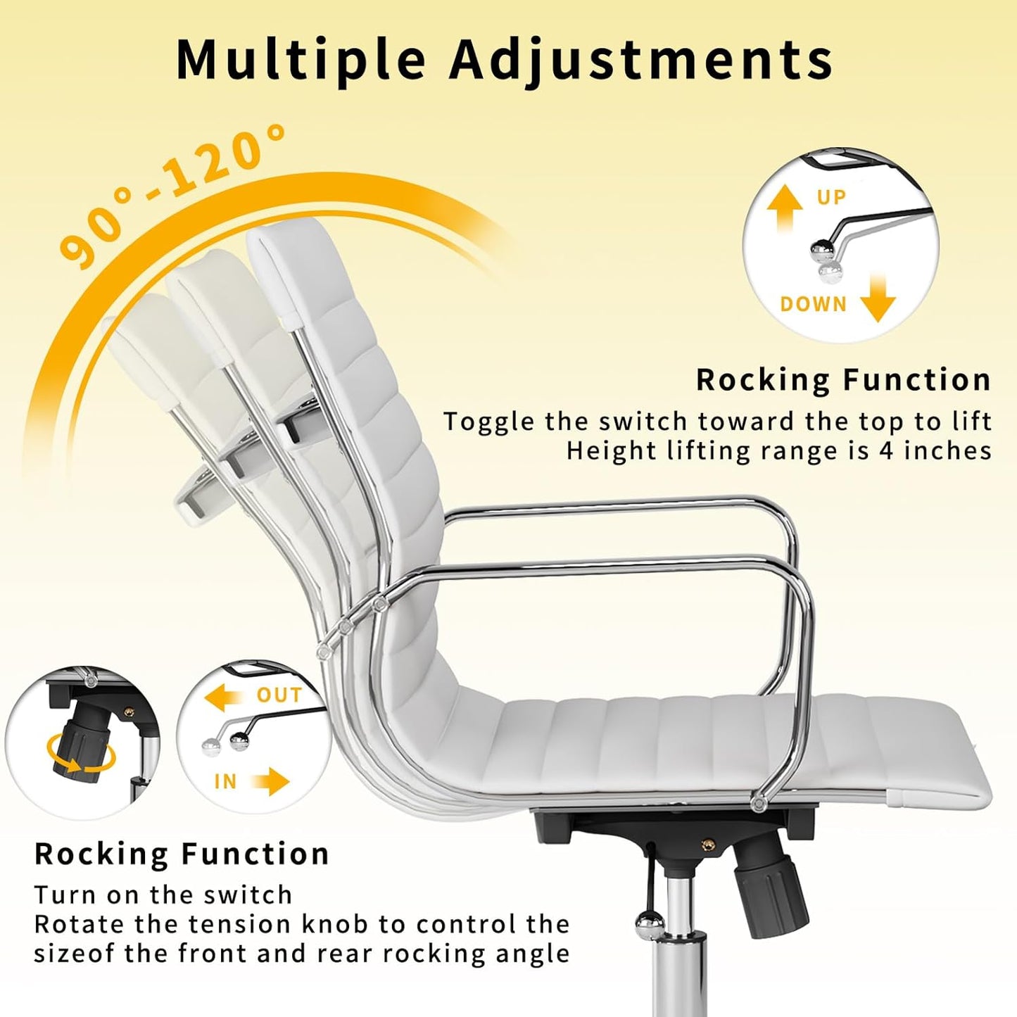 Chair, Desk Computer Chair ,with Armrests ,Ergonomic Office Chair for Home and Office, 17.32 x 22.83 x 35.43 inches, Multiple Colors (White)
