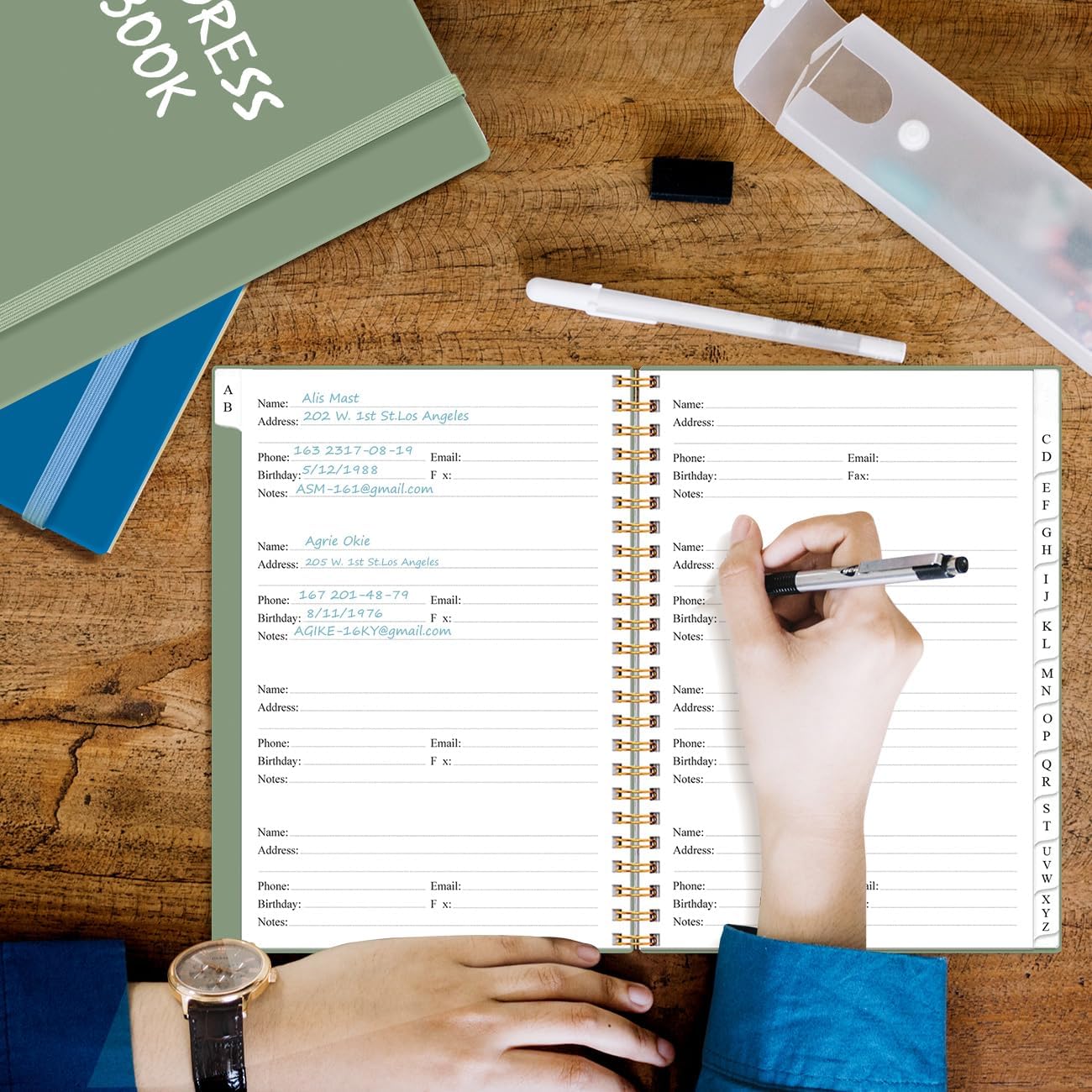 Address Book with Alphabetical Tabs - A5 Telephone & Address Book with Address Contacts, Special Date, Phone, Birthday & Internet Login Password for Home and Office, 6.2" x 8.5", Green