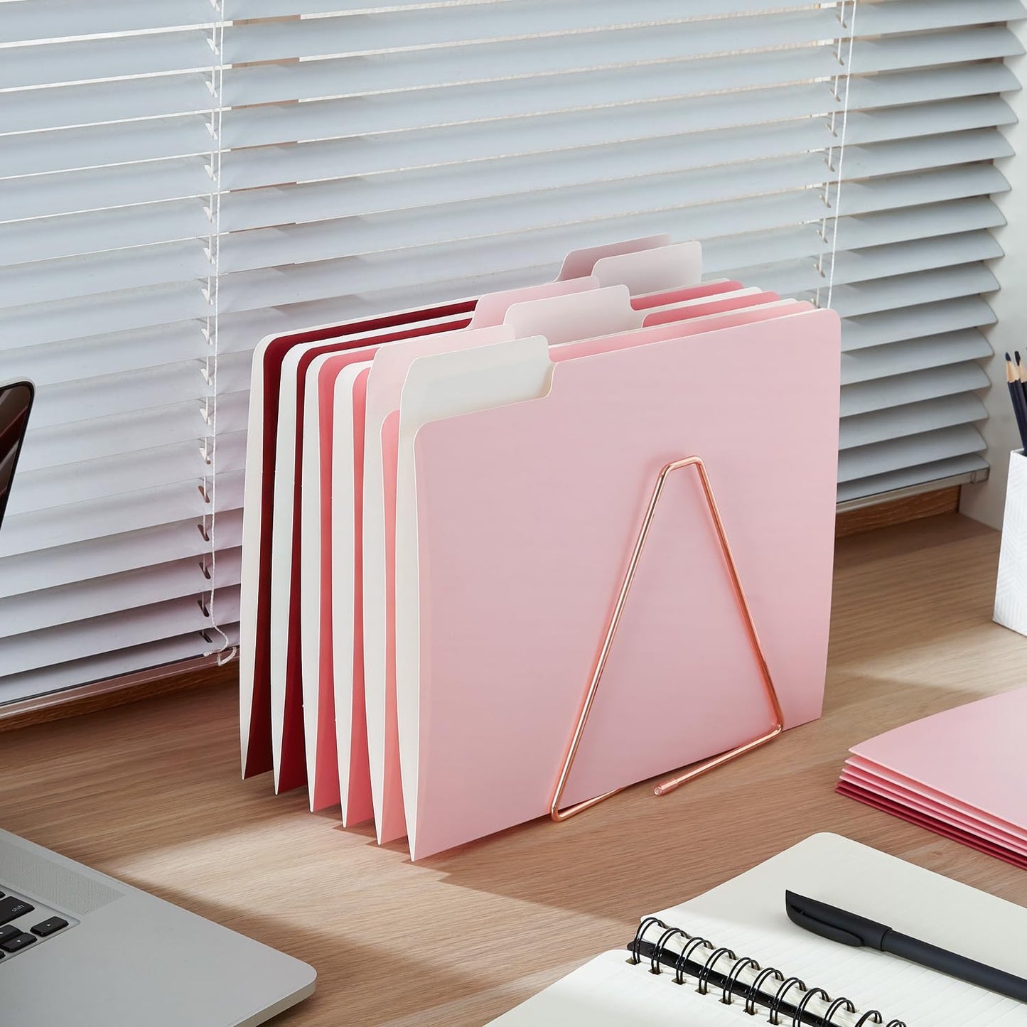 Y YOMA 12 Pack Colored File Folders Letter Size Gradient File Folder with 1/3-Cut Tab Cute Pretty Decorative Heavyweight Filing Folder File Organizers for Office School Home Desktop, Cute Pink