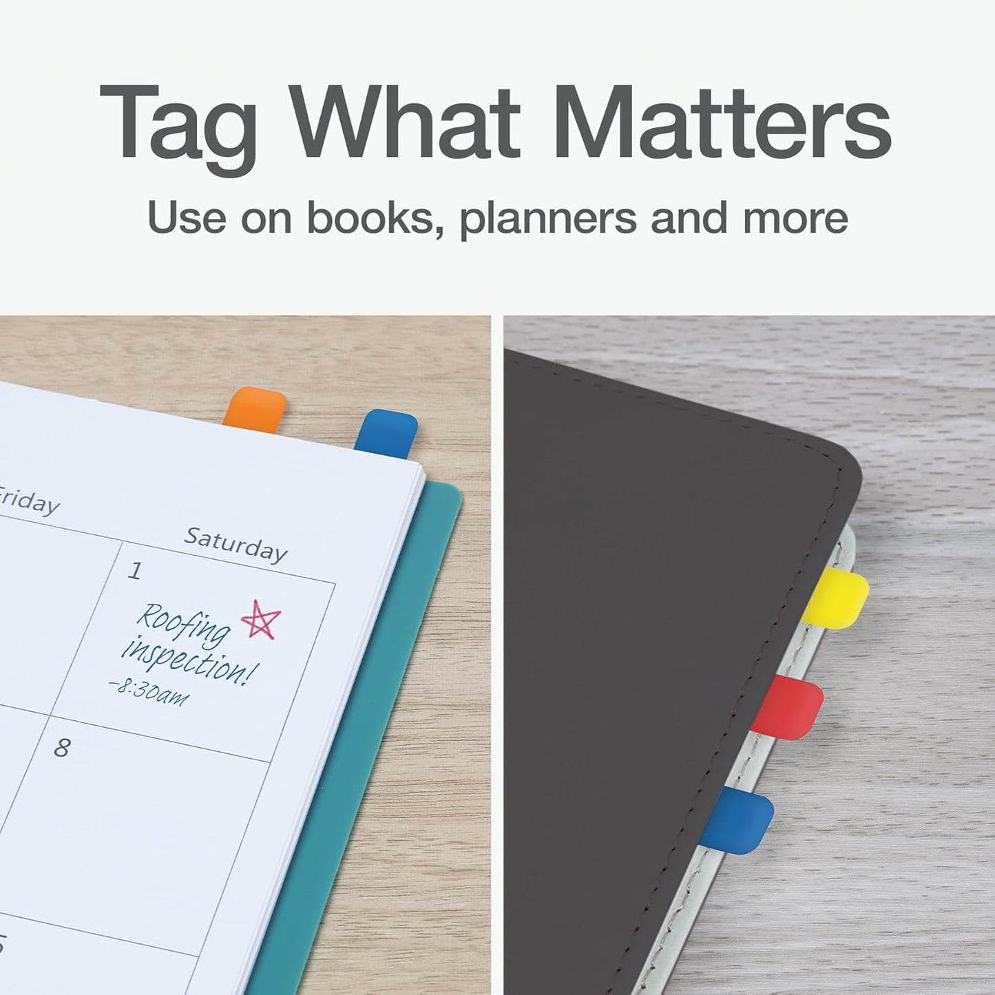 Redi-Tag Write-On Tabs, Permanent Adhesive Index Tabs, Assorted Primary Colors: Yellow, Orange, Red, Blue and Green, 1" x 7/16", 130 Pack (1009302)