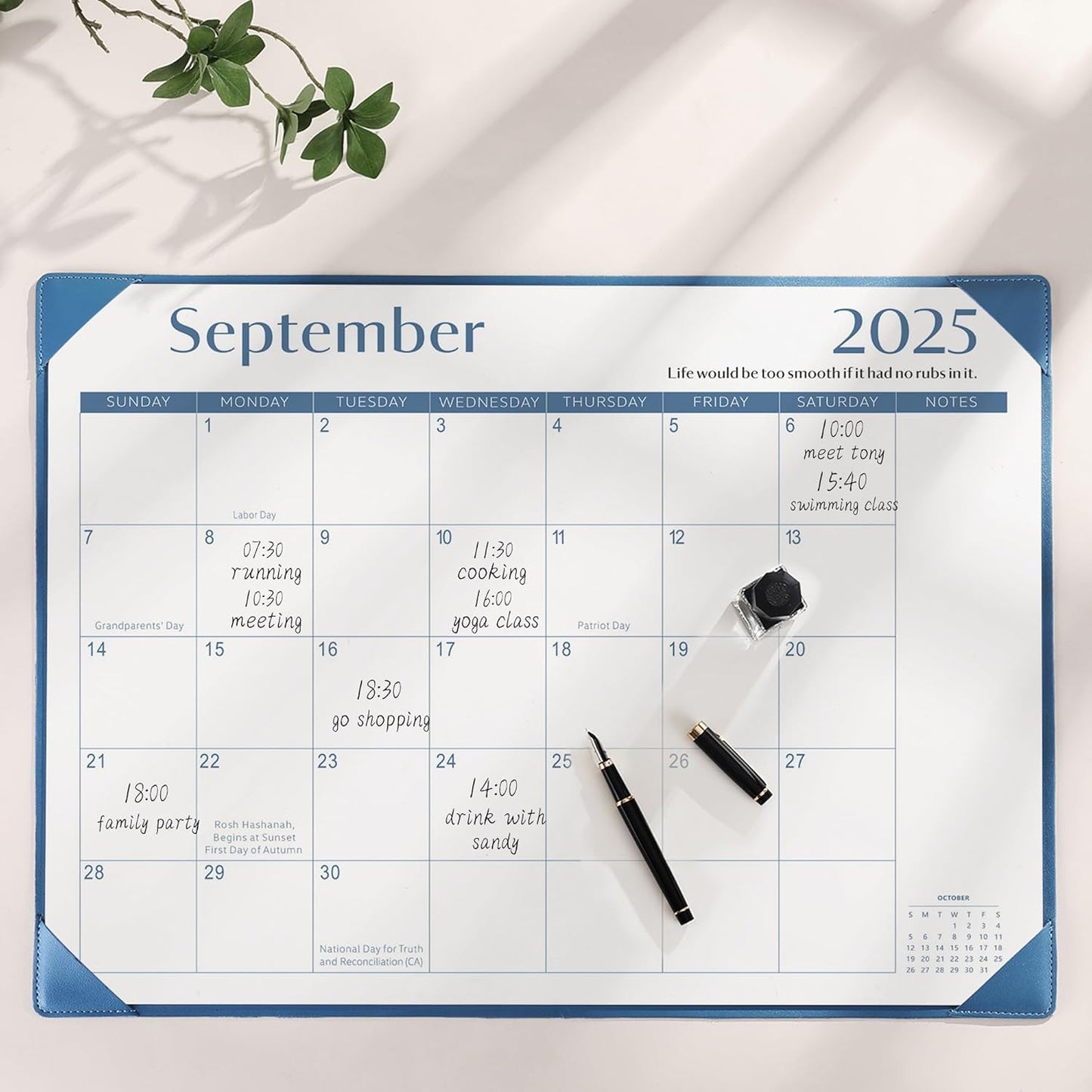 Gannyfer Desk Calendar 2025-2026 with Desktop Mat, Simplified Large 22" x 17" Desktop Calendar, 18 Month Table Calendar from July 2025 to Dec 2026, Perfect for Home School and Office - Dark Blue