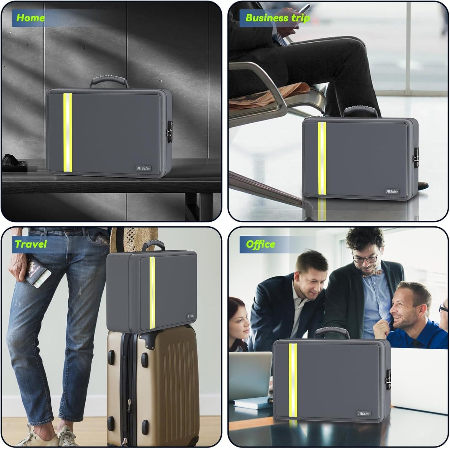 5200℉ Fireproof Document Bag, Insulated Document Box with Lock, Important Document Organizer with Waterproof Zipper, Portable Soft Home Travel Office Safe Storage with 13 Accordion File Folder,Gray