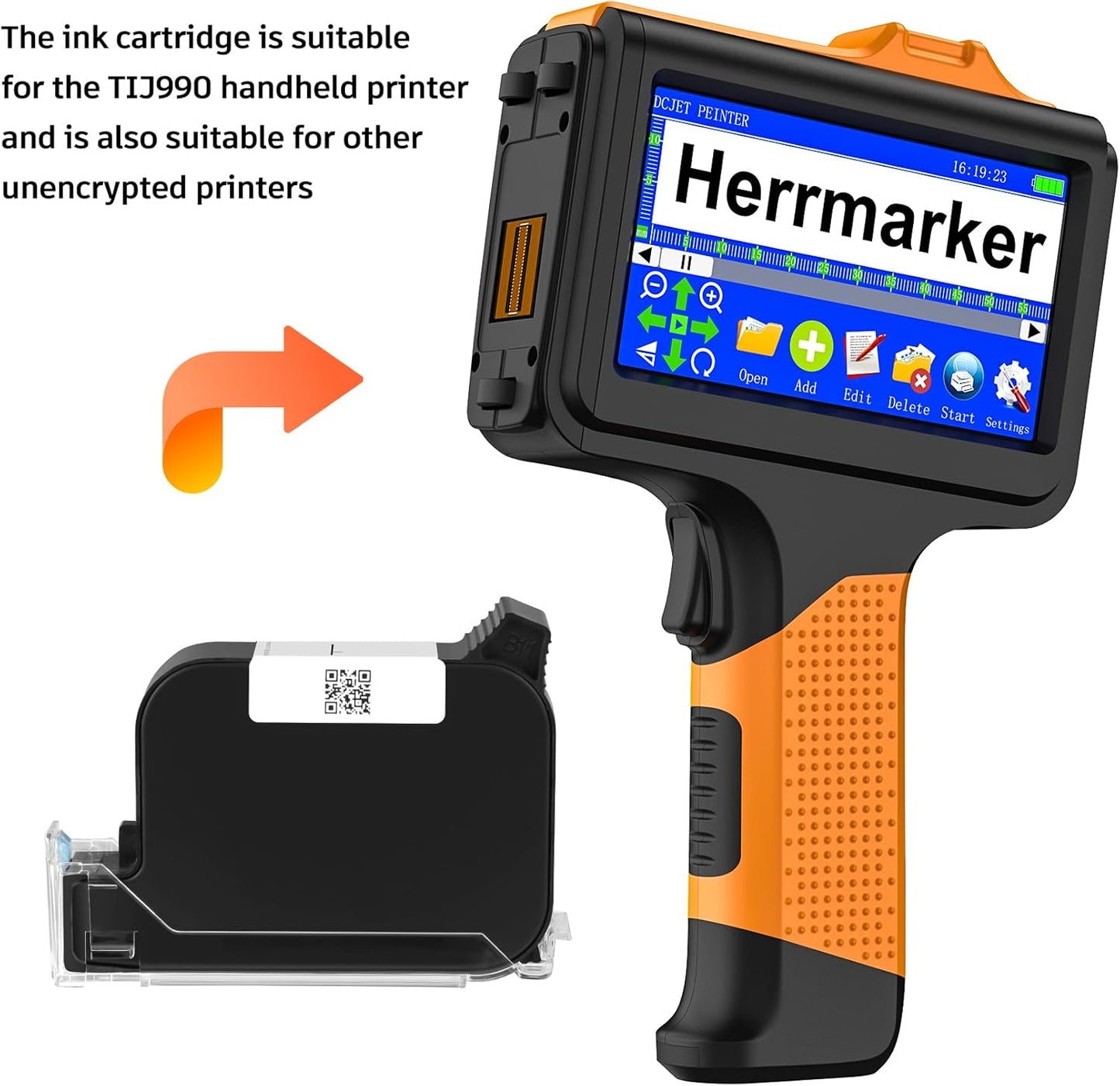 Original New 42ml Quick Dry Ink Cartridge, Replacement Compatible for 0.5inch/12.7mm Handheld Inkjet Printer TIJ314/TIJ990/T1000(Blue)