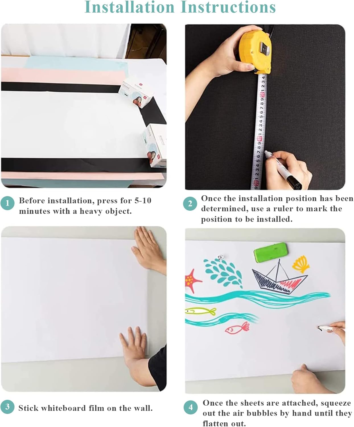 Magnetic Dry Erase Whiteboard Paper, 16" x 24" Self Adhesive Whiteboard for Wall, Easy to Write and Clean Dry Erase Board for Kids, Office, Home, with Marker, Magnetic Eraser and Magnets