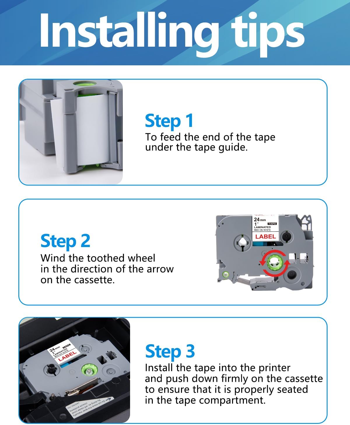 Weemay 3 Pack TZe252 24mm Red on White Laminated Label Tape Compatible with Brother Label Maker Tape TZe-252 TZe 252 TZ-252 TZ252 for PTouch PT-E500 PT-D600 PT-P750W PT-P900W Printer, 1 in x 26.2 ft