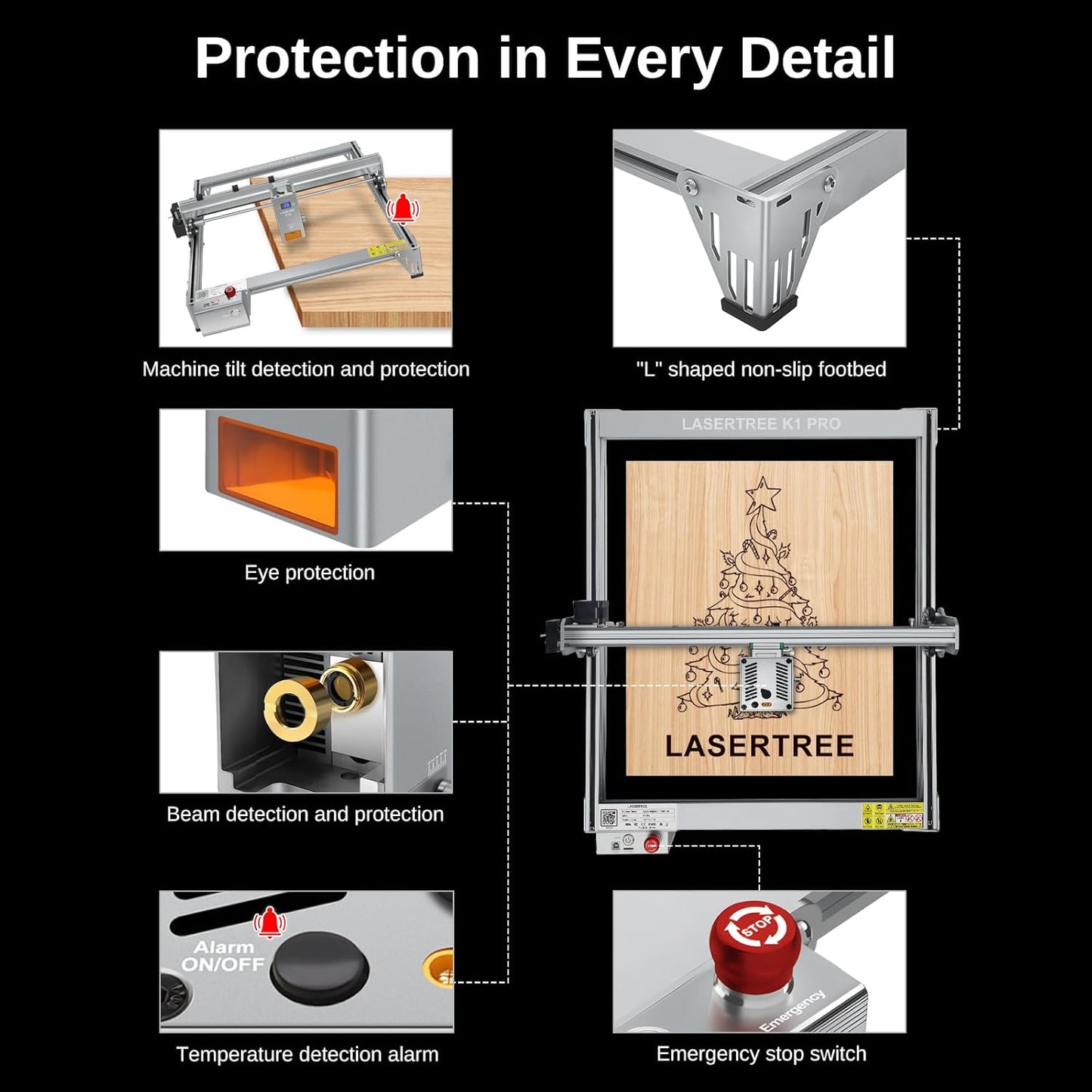 LASER TREE Laser Engraver, 30000mW(30W)Output Power Laser Engraver Machine with Air Assist Pump, High Precision Laser Cutter and Engraver for Wood & Metal Paper Acrylic Glass Leather etc,Class 4