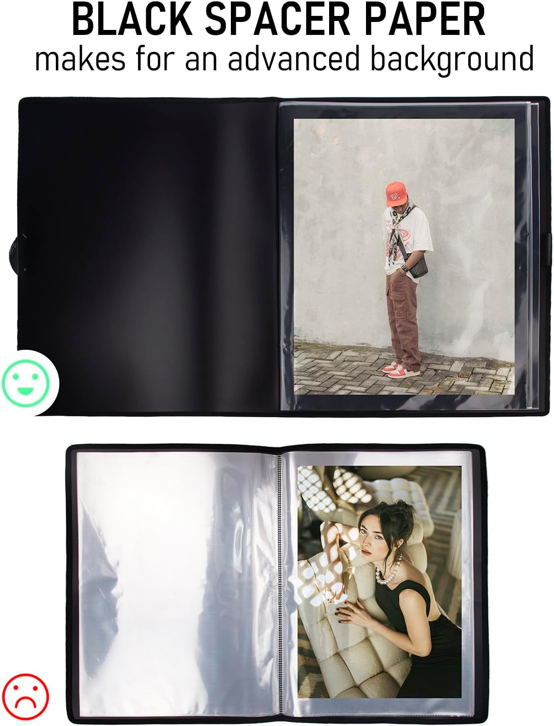 Nicpro 18x24 Large Art Portfolio Folder, 30 Pockets Display 60 Pages Artist Portfolio Folder with Clear Plastic Sleeves, Presentation Storage Book for Artists Artwork Drawing Painting Black