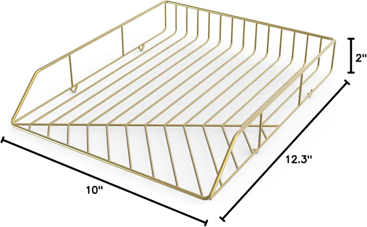 U Brands Metal Paper Tray, Letter Size, Desktop Accessory, Vena Collection, Gold, 3233U03-12