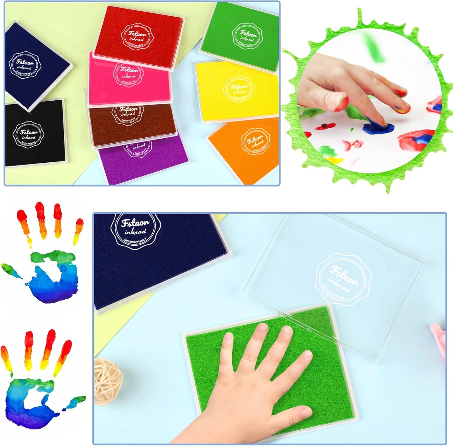 Fstaor Large Brown Permanent Ink Pad for Rubber Stamps, 5x4 inch Stamp Pads for Kids Paper Wood Fabric