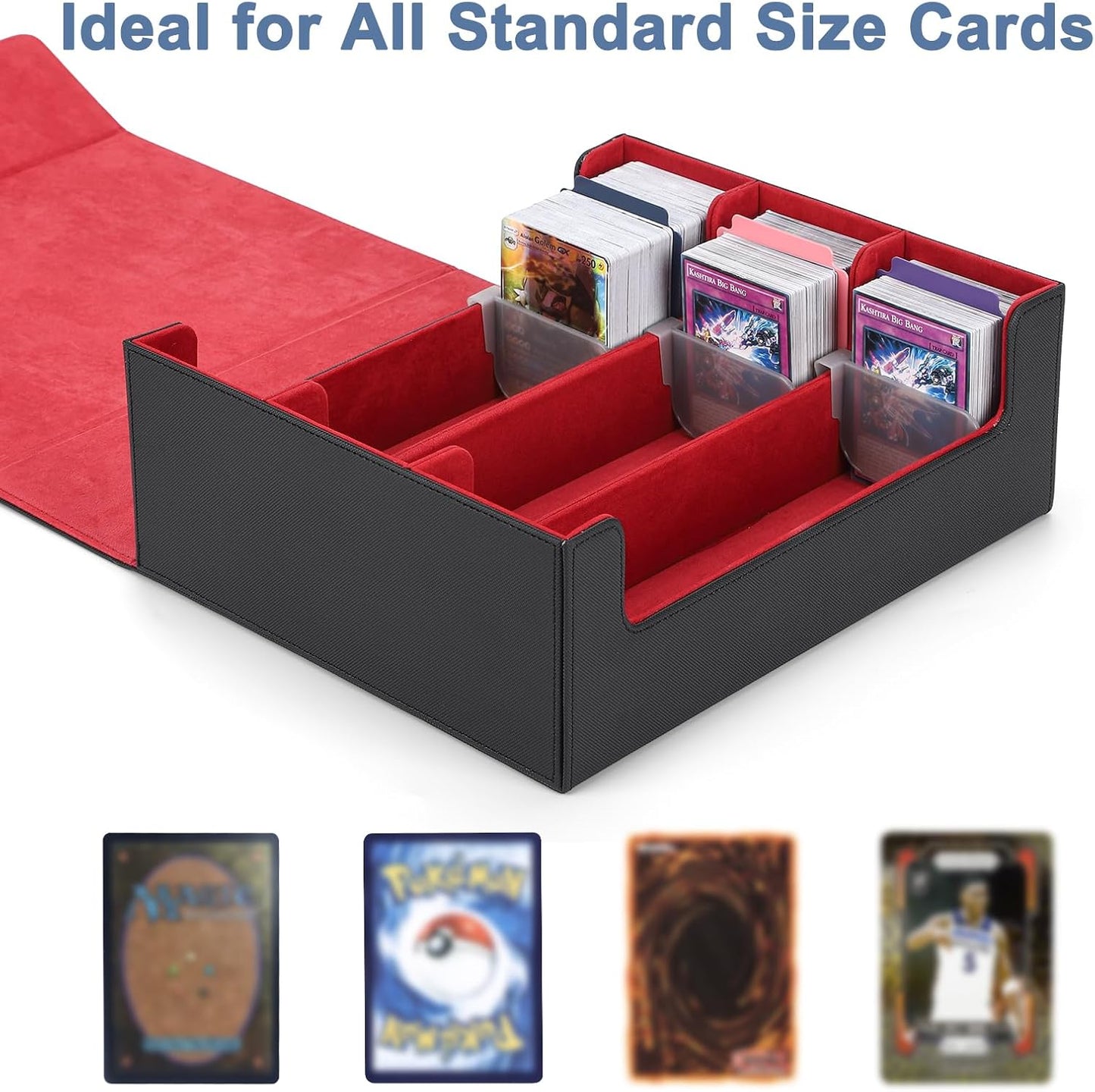 Card Deck Case for Trading Cards 1800+, MTG Card Storage Box, Leather Magnetic Closure Storage Box for Magic Commander, MTG, YuGiOh, PKM and Sports Cards