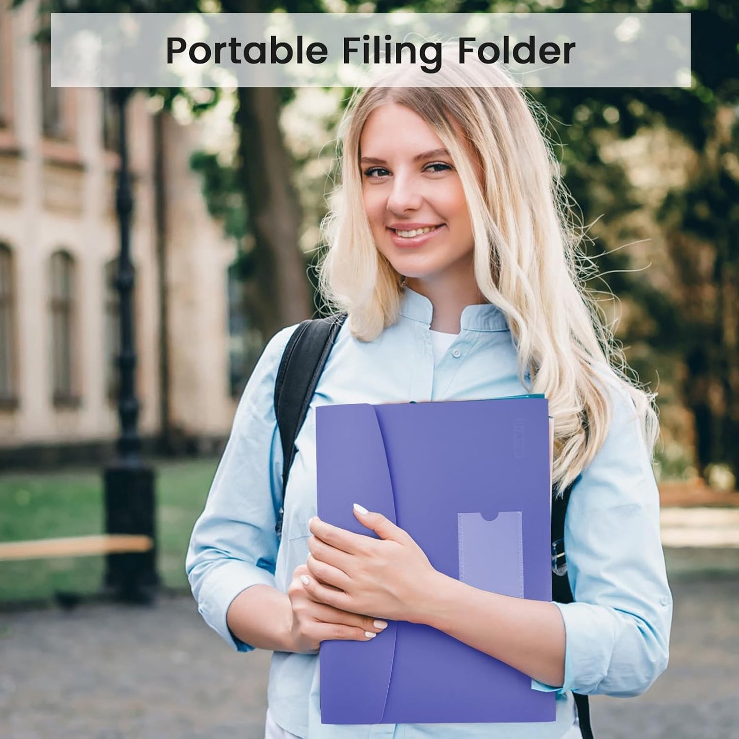 13 Pocket Expanding File Folder Accordian File Organizer, A4 Letter Size Paper Document Receipt Holder for School Office Supplies, Purple Blue