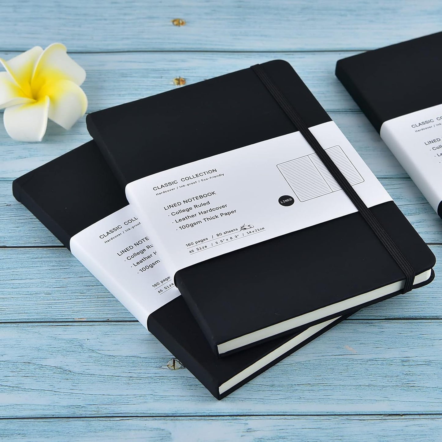 Coopay 48 Pack A5 Journal Notebooks Bulk, 160 Pages, 100GSM Thick Paper, 8.3 x 5.5 inch Hardcover Lined Leather Journals for Writing Office School Business,Bulk Notebook for Work Men Women (Black)