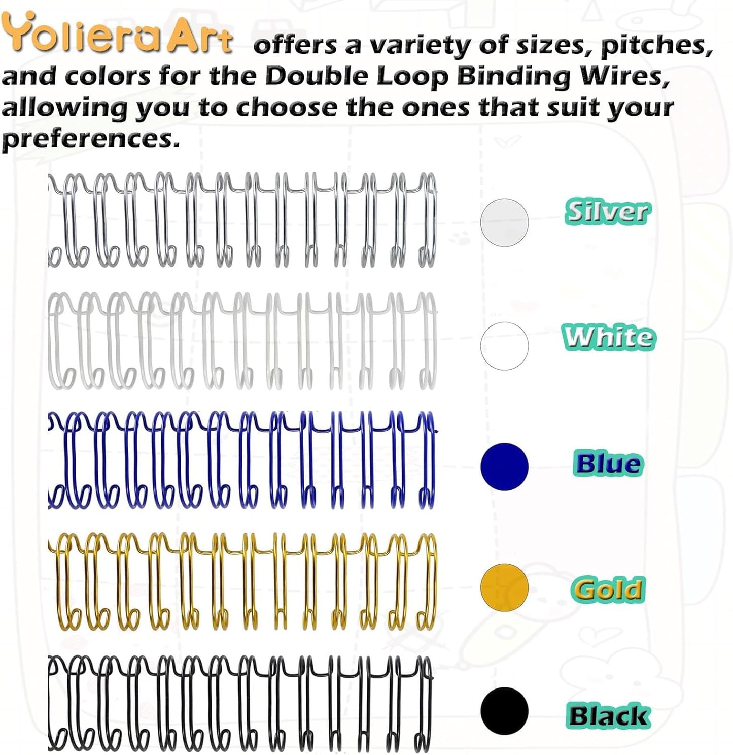 1/2 Inch Wire Cinch Book Binding Silver 3:1 Pitch, 100 Pack Double Loop Metal Spiral for Bindings Fit for School Office Notebook Maker, YolieraArt Office Products Binding Combs 100 Sheet Capacity