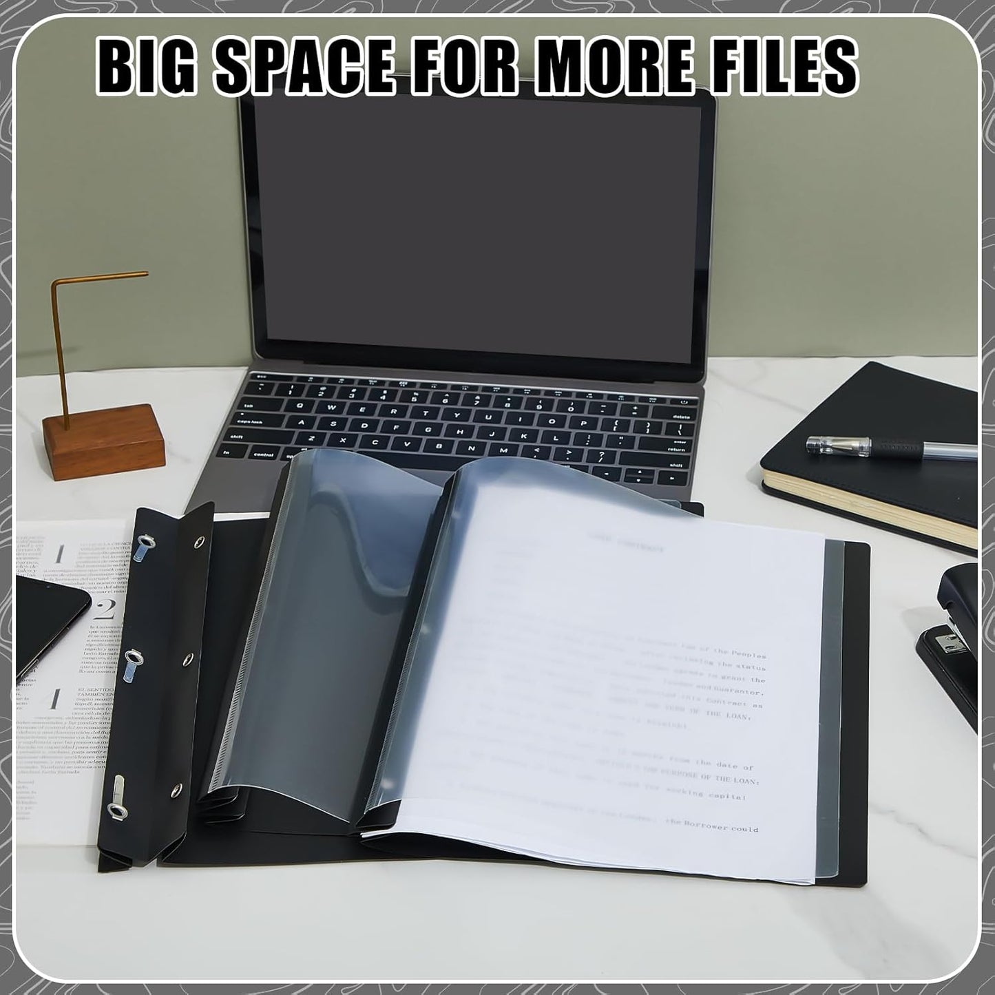 Teling 100 Pcs Plastic Report Covers with 3 Prong Fasteners 11.42 x 9.45 Inch Clear Front Report Covers Bulk Presentation Folders for School Document(Black)