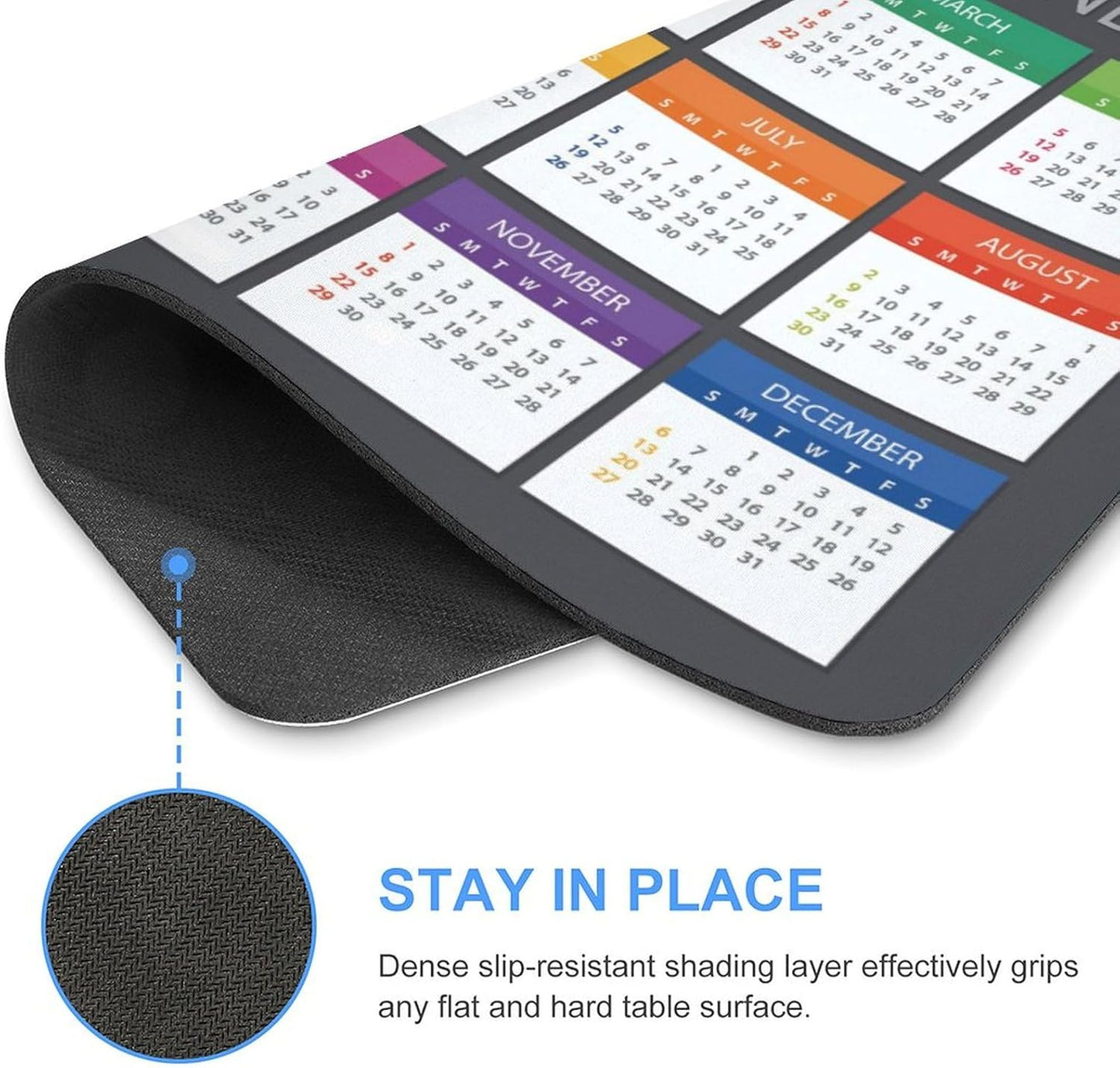 2026 Mouse Pad Calendar,Computer Mouse Pads Calendars Non-Slip Rubber Desk Mat Mousepad Gaming Office Keyboard Mat
