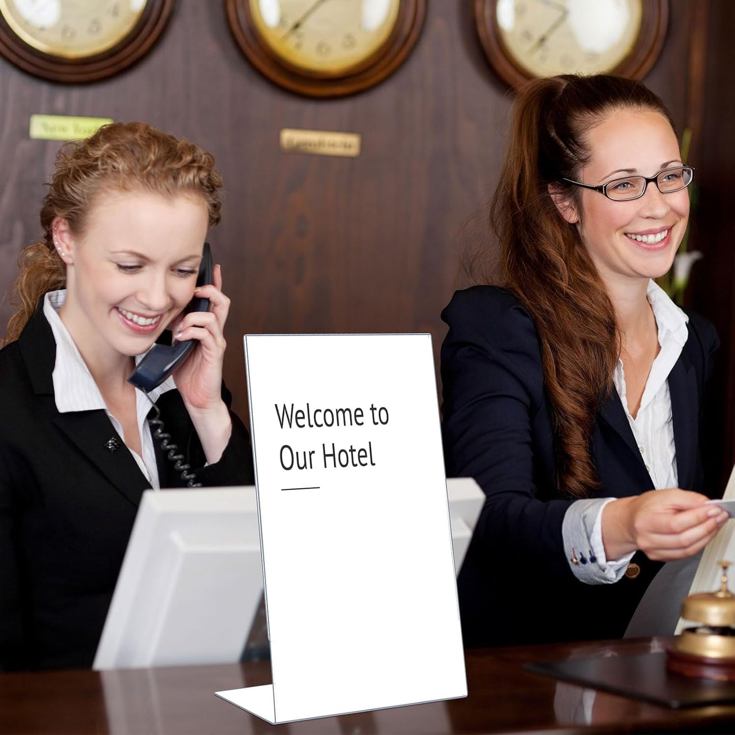 Qilery 12 Pcs 11 x 17 Inch Acrylic Sign Holder Clear Display Stand Frame Table Top Slant Back Plastic Sign Holder Flyer Document for Menu Workers Teachers Office School Desktop