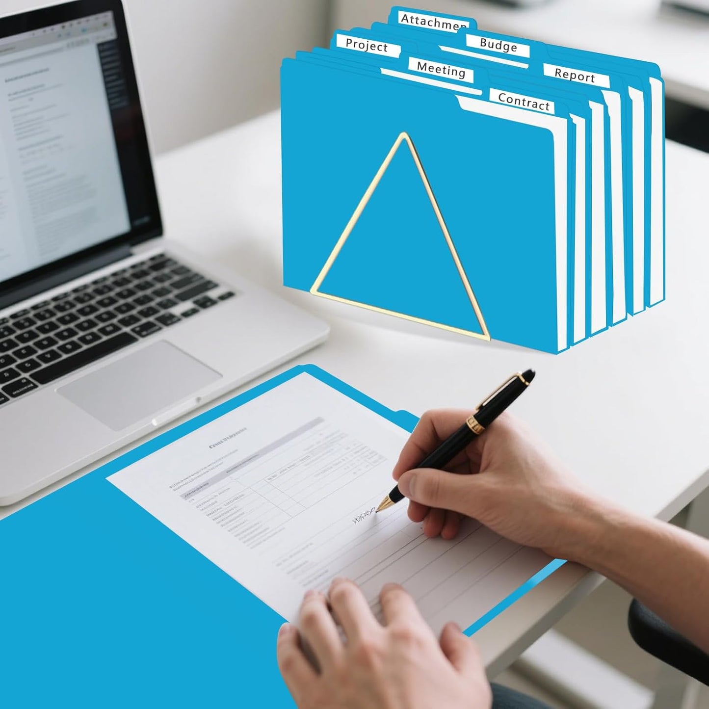 File Folder, HERKKA 120 Pack 1/3 Cut Tab File Folders, File Folders Great for Organizing and Filing, Letter Size, Light Blue