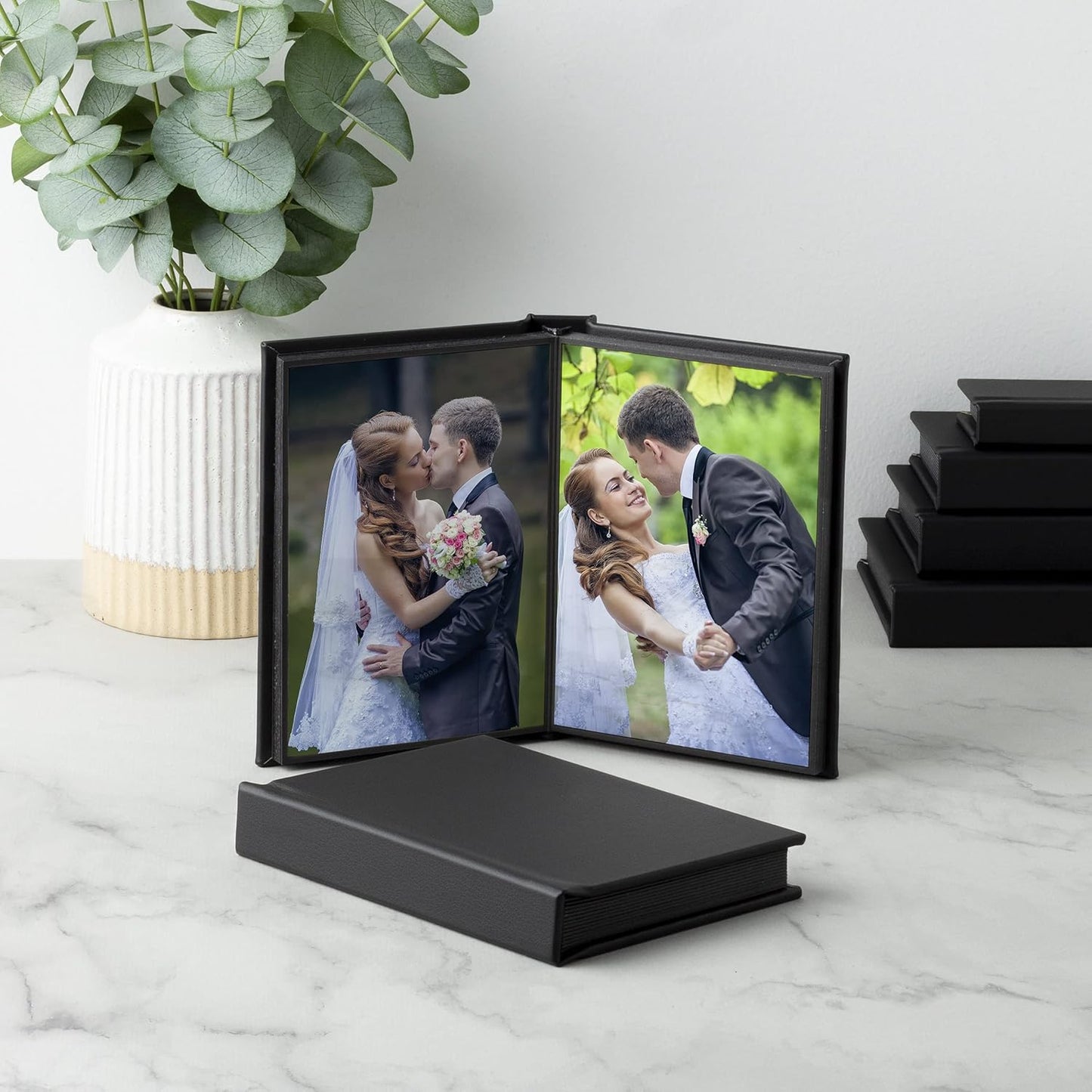 Neil Enterprises Inc. 5" x 7" Black Leather Self-Stick Photo Album - Holds 20 Photos