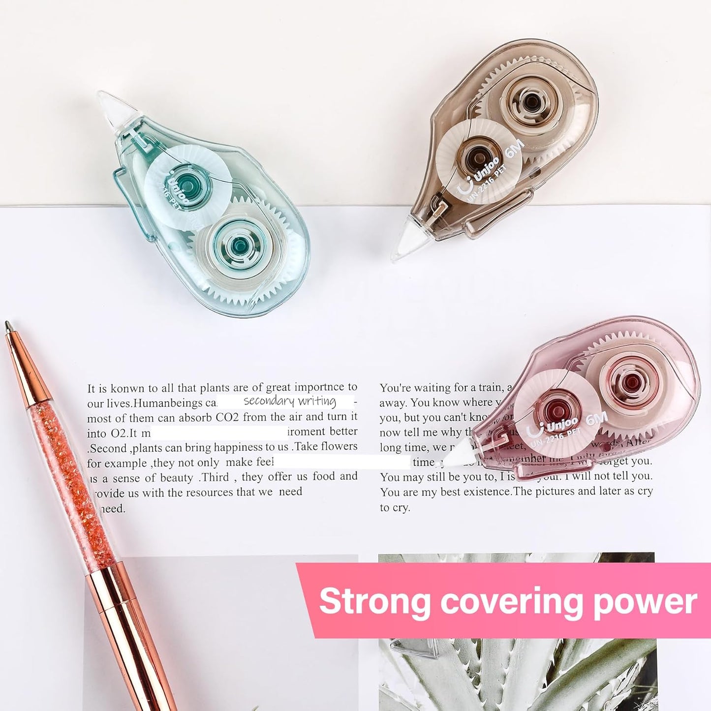 White Correction Tape Dispenser, 12-Count Pack, Easy To Use Applicator, Fast, Clean Tear-Resistant Tape For school Supplies, Office (6M/256, 4 colors, Tape Width 0.2in)