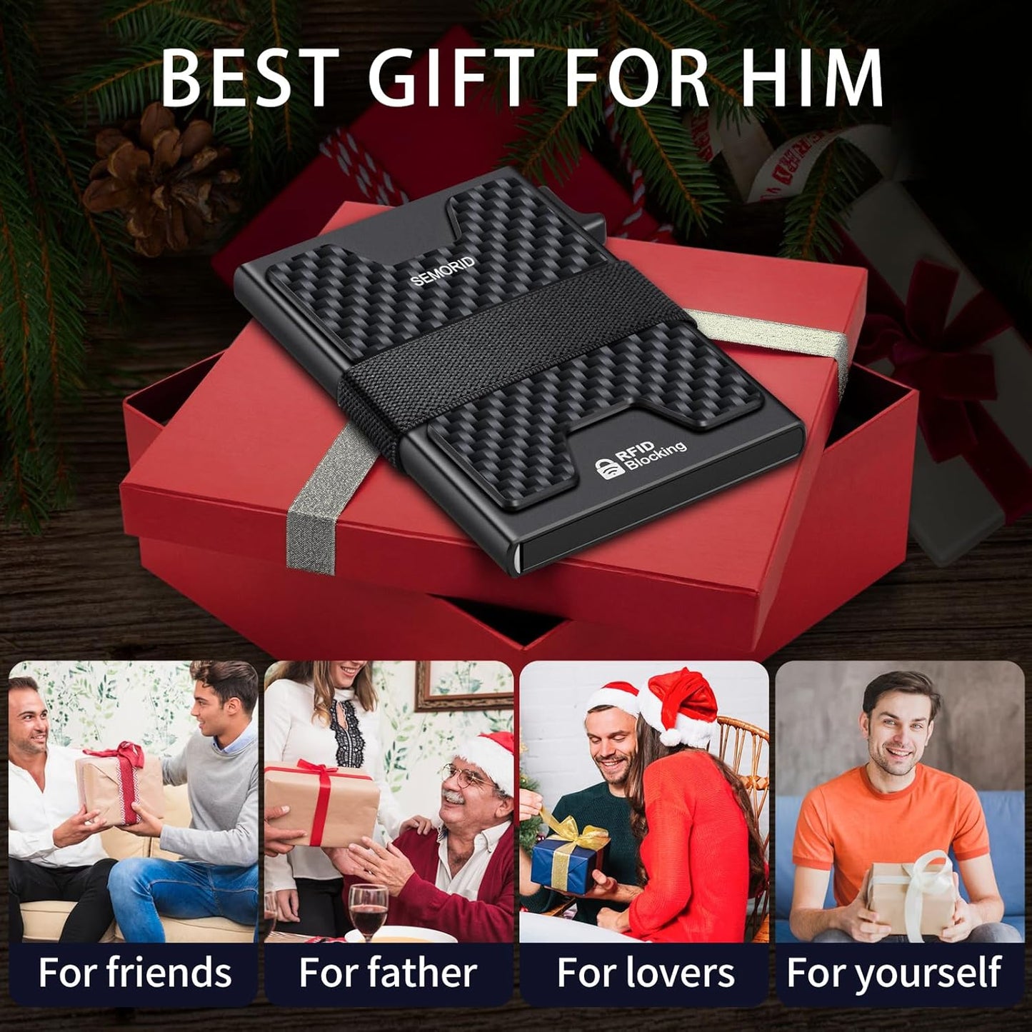 Slim Wallet for Men, Minimalist RFID Blocking Mens Wallet with Pop Up Case, Thin Metal Credit Card Holder with Cash Strap & Expandable Backplate - Holds 12 Cards