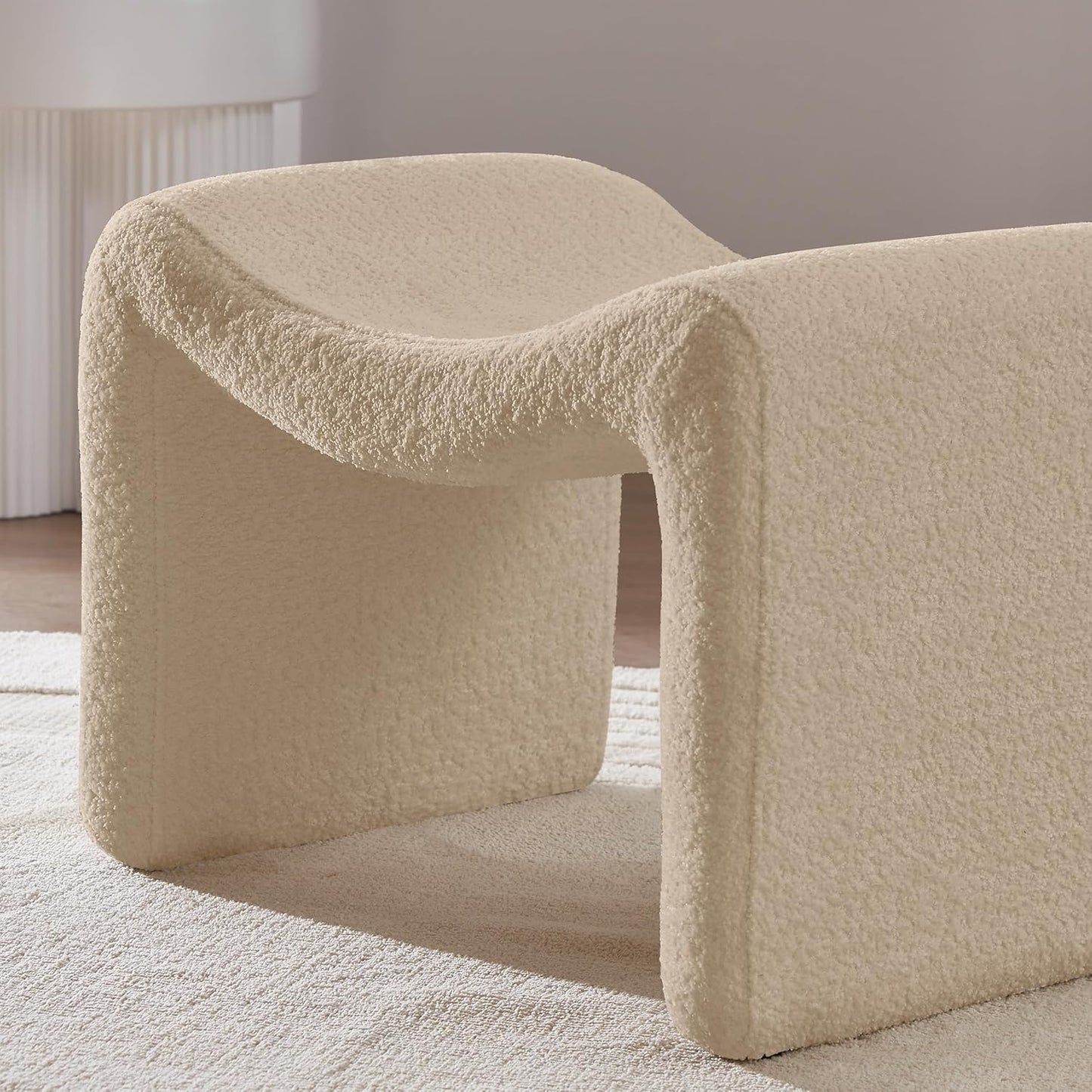 Large Footstool Ottoman, Multi-Functional Modern Foot Stool, Sofa Footrest Extra Seating for Living Room, Entryway, Hallways and Bedrooms, Large, Camel