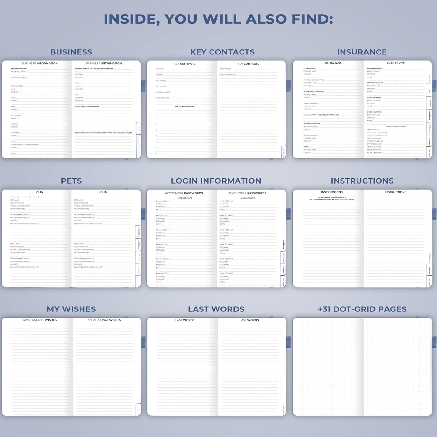 Clever Fox End of Life Planner – Final Arrangements Organizer for Beneficiary, Will Preparation, Last Wishes & Funeral Planning, A5 (Midnight Blue)