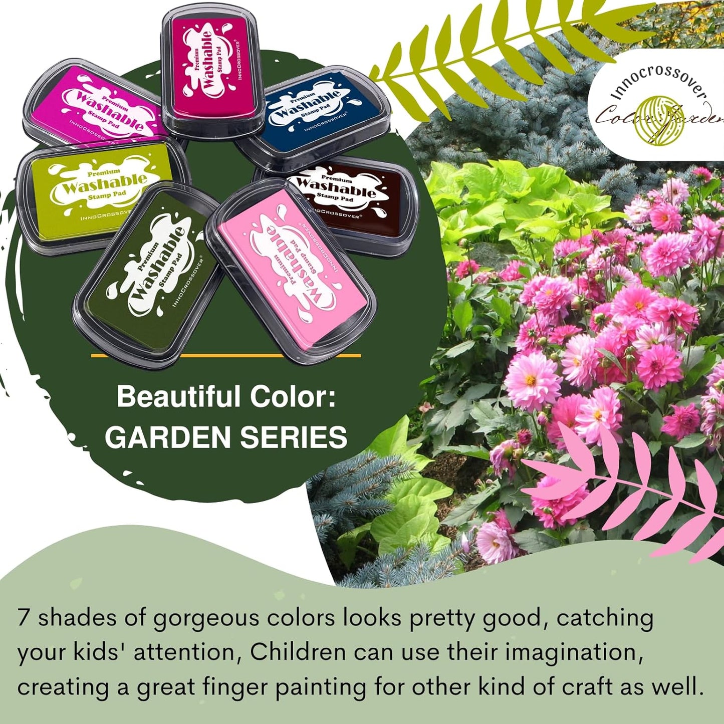 7 Washable Ink Pad, Stamps for Kids, Kids Crafts, Paw Print Kit, Baby Footprint Kit, Stamp Pads for Baby Shower on Scrapbooking, Fingerprint Ink Pad, Easy to Wash Off Skin| Large | Safe Non-Toxic