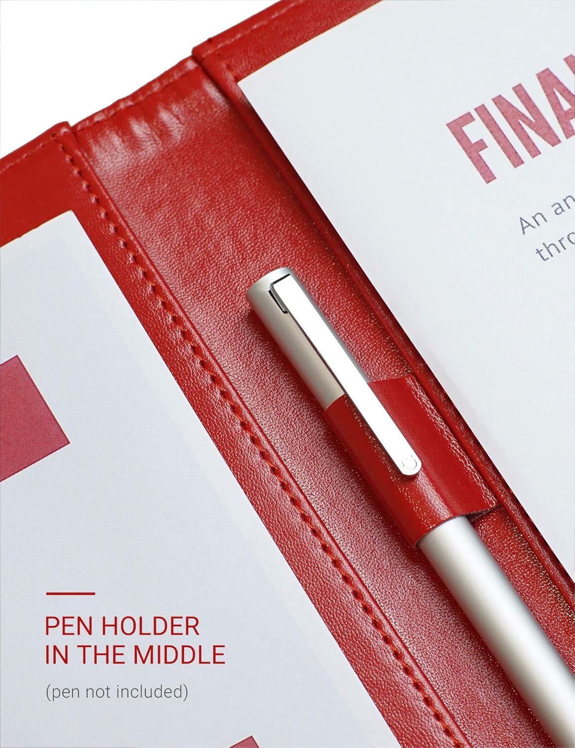 Mymazn Padfolio Clipboard Folder Portfolio, Faux Leather Storage Clipboard with Cover for Legal Pad Holder Letter Size A4 Writing Pad for Business School Office Conference Notepad Clip Boards (Red)