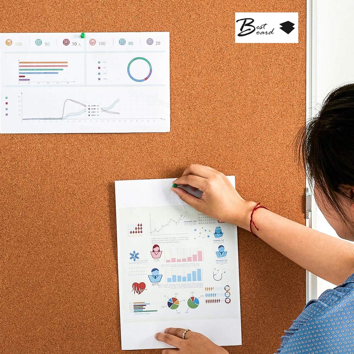 Pinboard Enclosed Bulletin Board 36 x 24 Inch Lockable Cork Noticeboard for School Office, Wall Display Case with Lock (Cork Board)