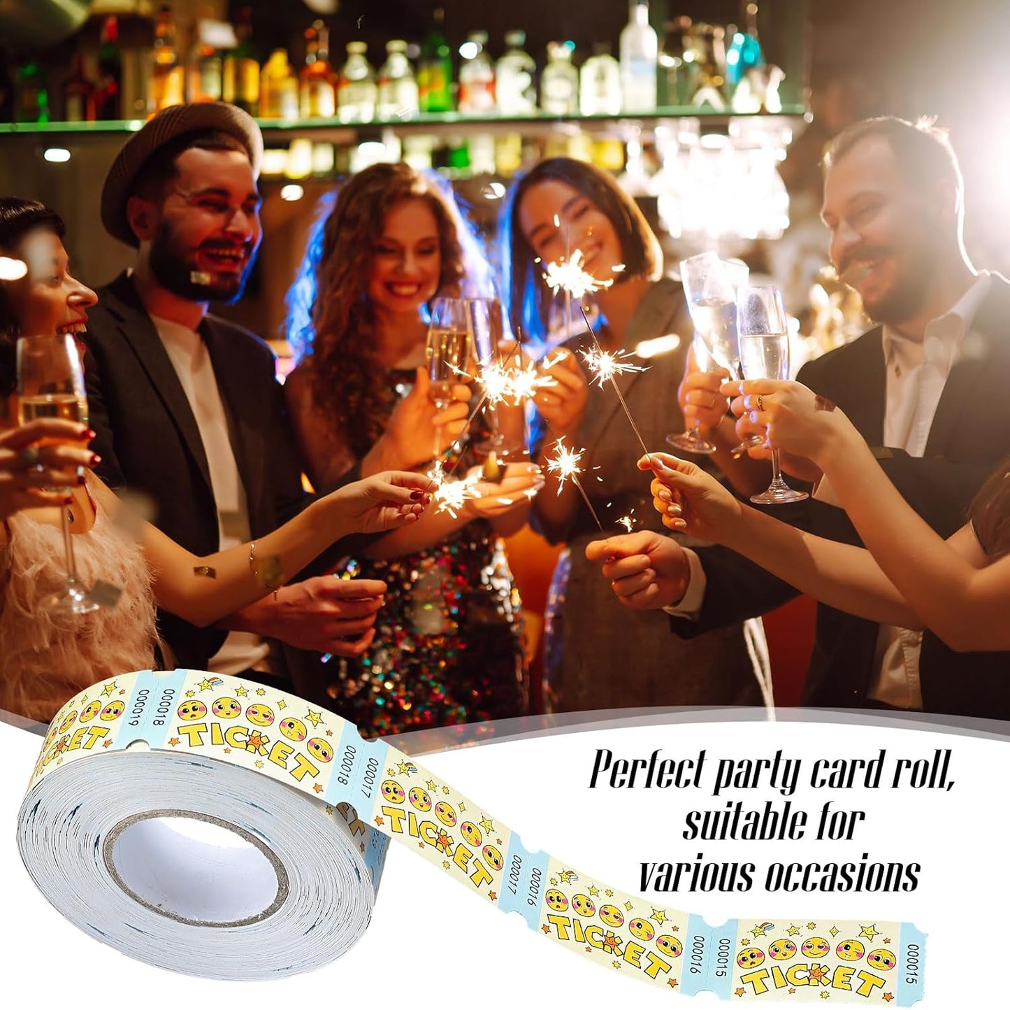 TaoBary 2 Rolls 1000 Pcs Raffle Tickets Single Roll Cartoon Smile Face Raffle Tickets for Events Wedding and Parties (Cartoon)