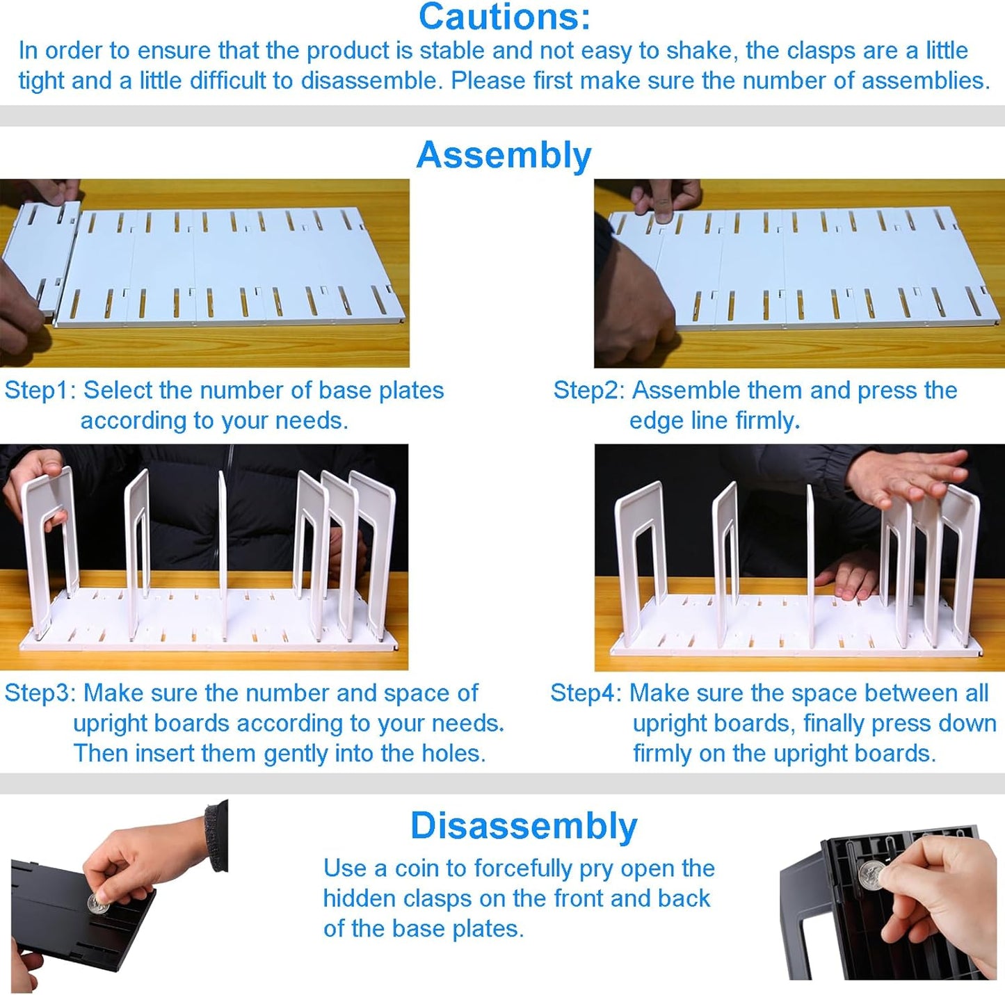 Adjustable Vertical File Sorter Sturdy Plastic Expandable Upright File Holder, Desktop Binder Organizer, School Office Organization Bookshelf Divider, Assemble Easily Endlessly, Black