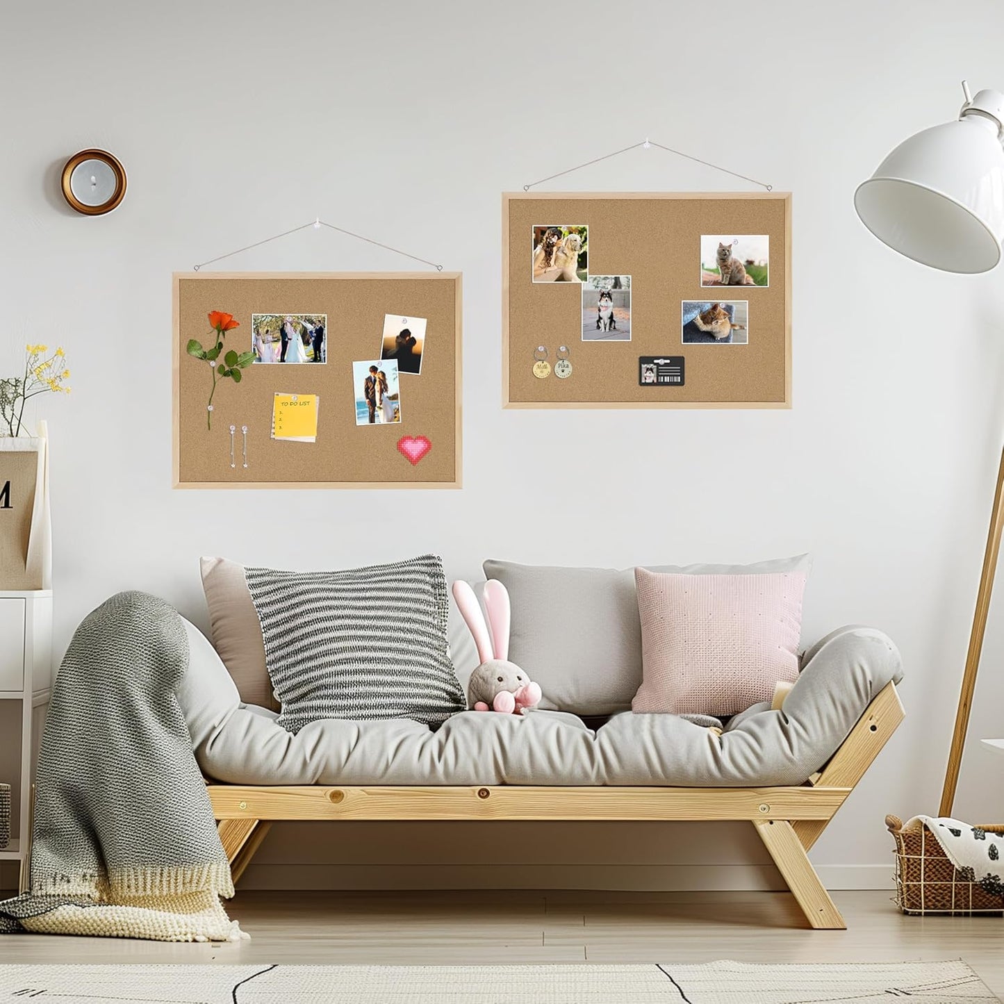 Cork Board 2Pack,24x18 Bulletin Board for Office with Pin Oak Wood Boards, Message Board or Vision Board.