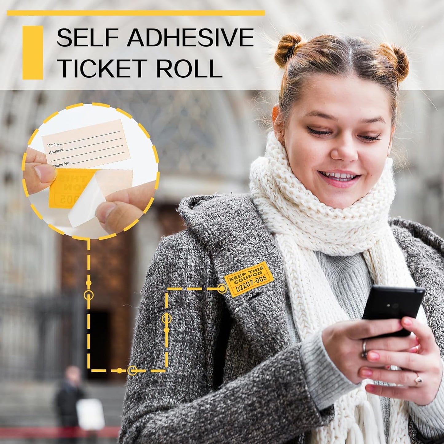 L LIKED Fluorescence Raffle Tickets Double Roll 1000 Tickets Neon Orange High Light 50/50 Tickets for Event,Raffle,Fundraiser, LD-RTDN2X2-1000Orange