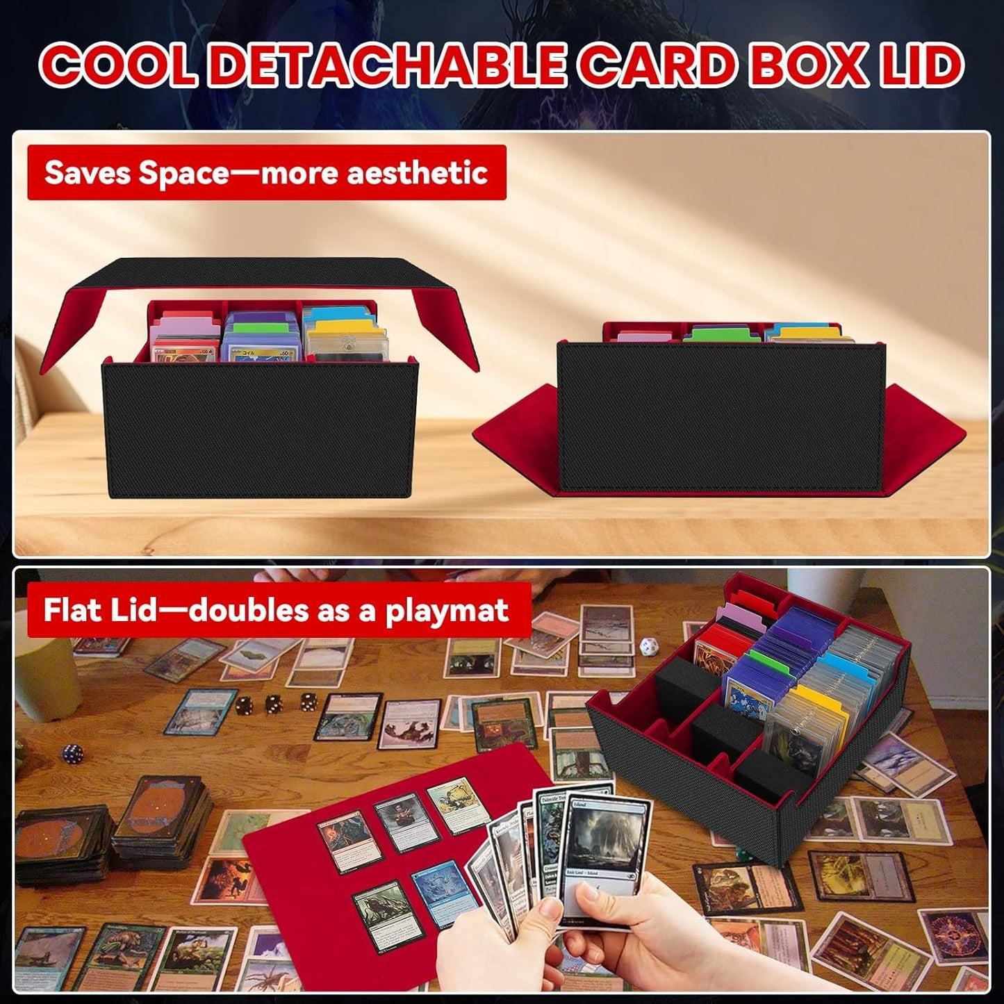 Card Storage Box for Trading Cards, 2600+ Commander Deck Box, Storage Box Fits Toploader and One-Touch, Card Organizer for TCG, MTG, Sports Cards, with Card Dividers & Stoppers
