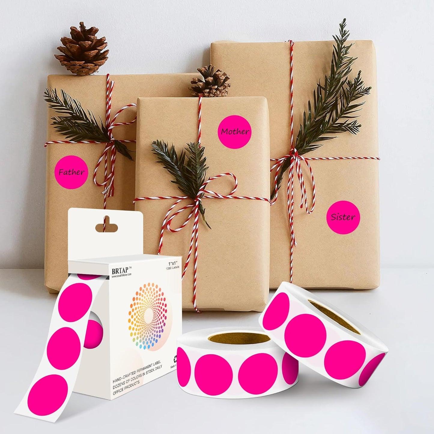 Fluorescent Pink 1 Inch Round Color Coding Labels with 4000 Dots, 4 Rolls - Bright Color Dot Stickers for File Folders, Inventory System - Highly Visible