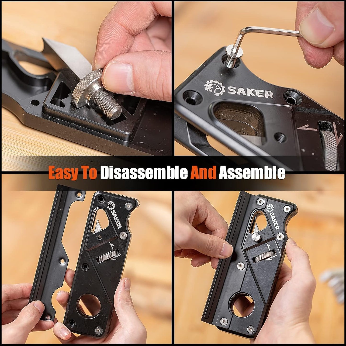 Saker Chamfer Plane-Woodworking Edge Corner Flattening Tool with Auxiliary Locator,Hand Chamfering Planer Suitable for Quick Edge Trimming of Wood (upgrade -1 Cutter Head, Black)