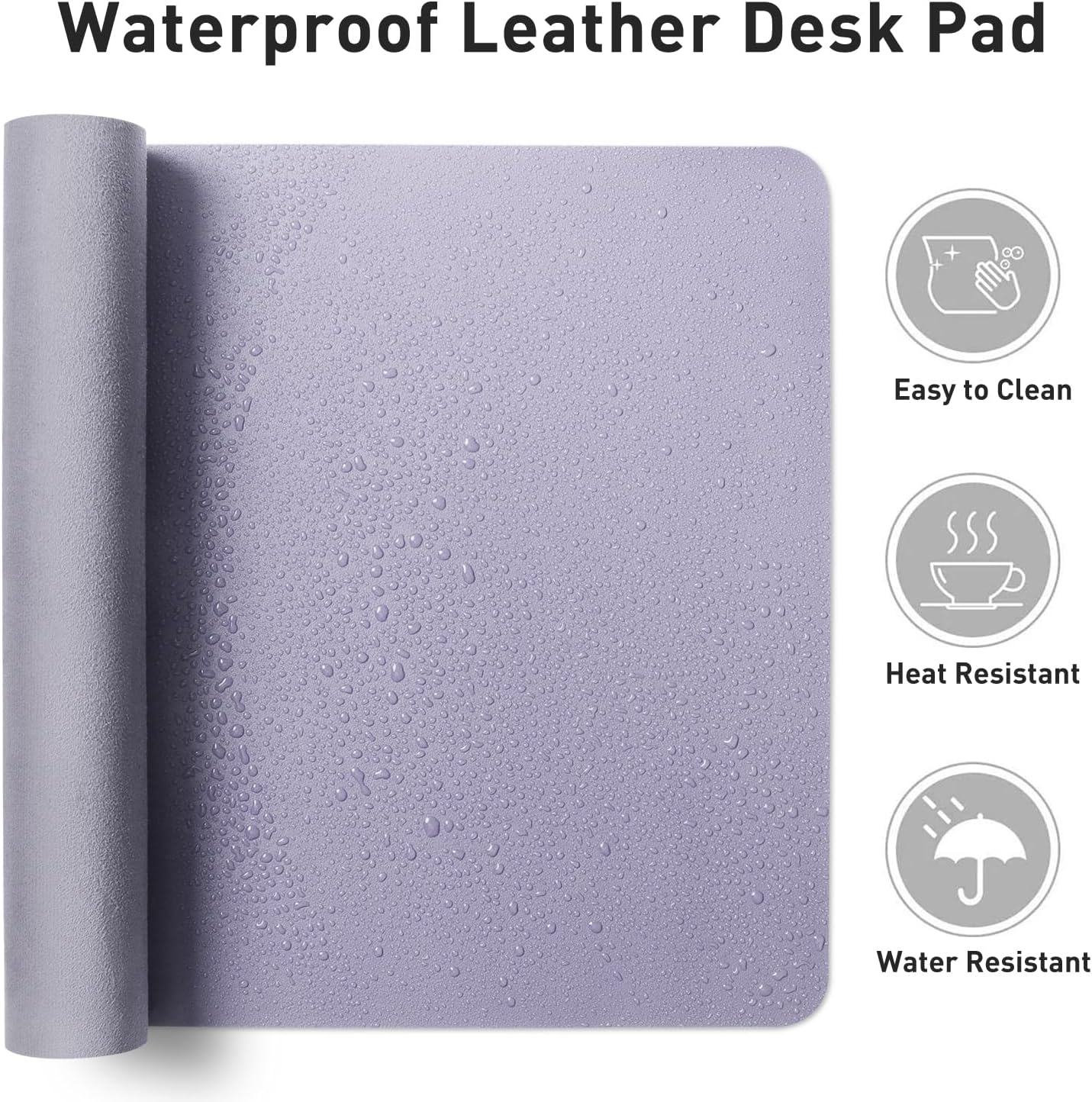 Aothia Non-Slip PU Leather Waterproof Desk Protector Mat, Mouse Pad, Desk Blotter, Writing Pad for Office, Home, Laptop, Lavender, 23.6" x 13.7"