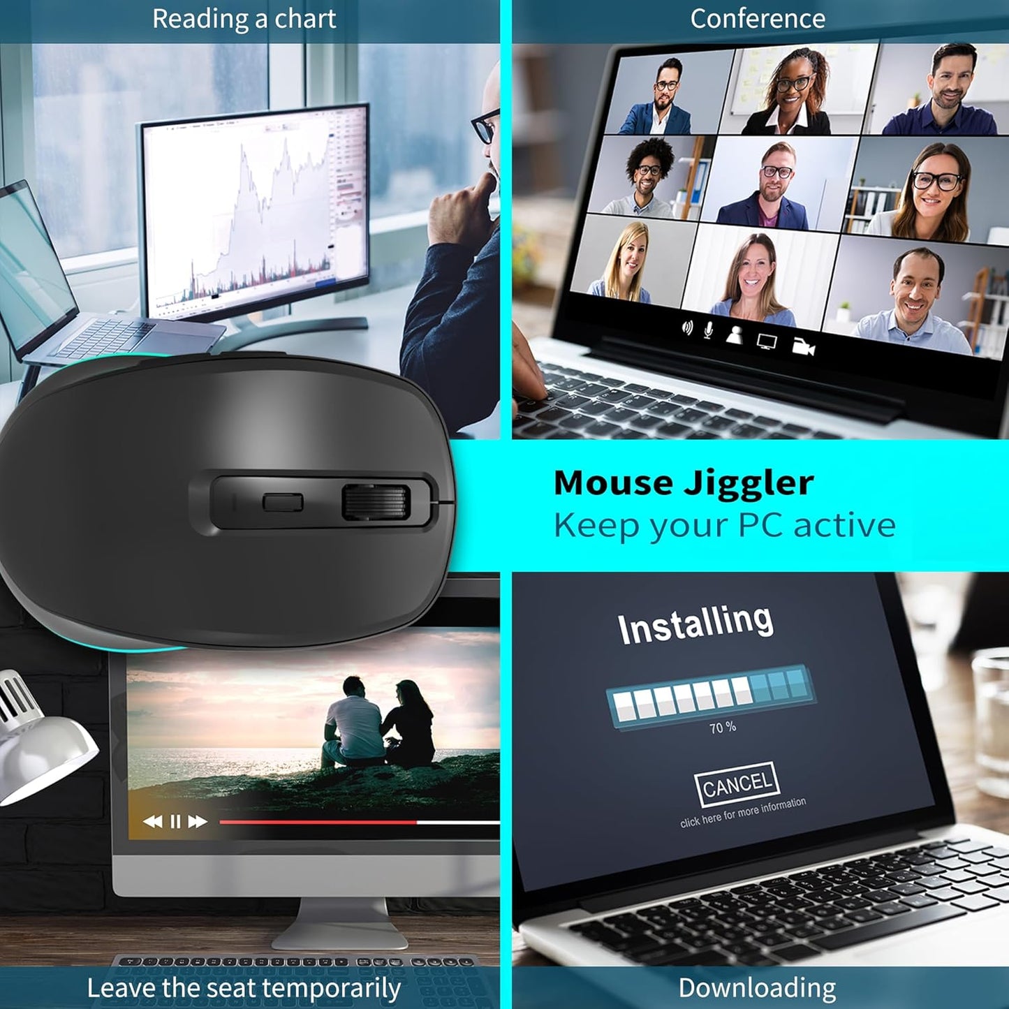 Backlit Wireless Keyboard and Mouse, Rechargeable Quiet Wireless Keyboard Mouse Combo, Jiggle Mouse, 2.4G Cordless USB Keyboard Slim Full Size for Apple iMac, MacBook, laptop and PC, Space Gray