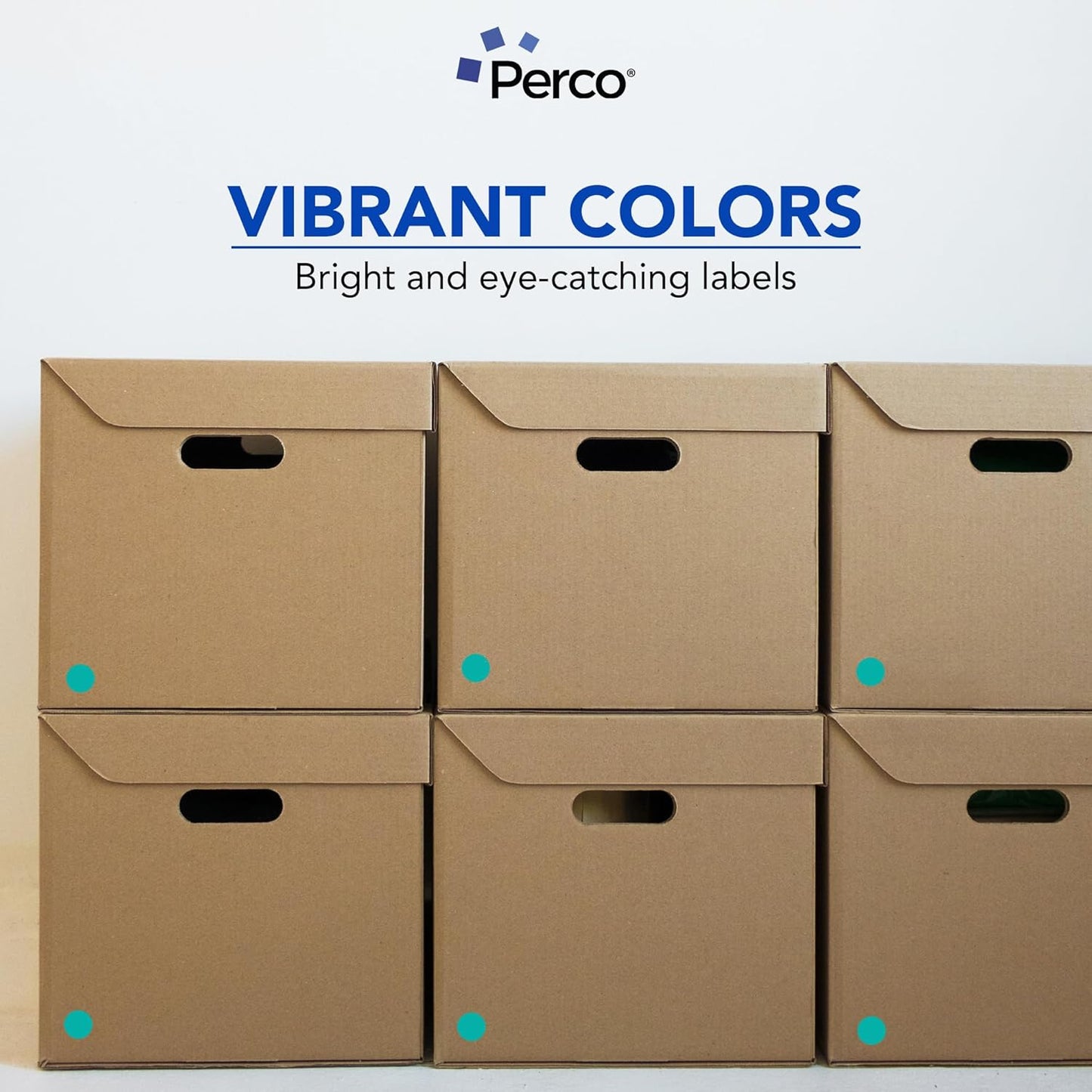 Perco Teal 1-Inch Round Circle Dot Sticker Labels with Easy Peel Perforation - 1,000 Labels per Roll - Strong Adhesion, Vibrant Colors for Organizing, Crafting & More - Made in USA