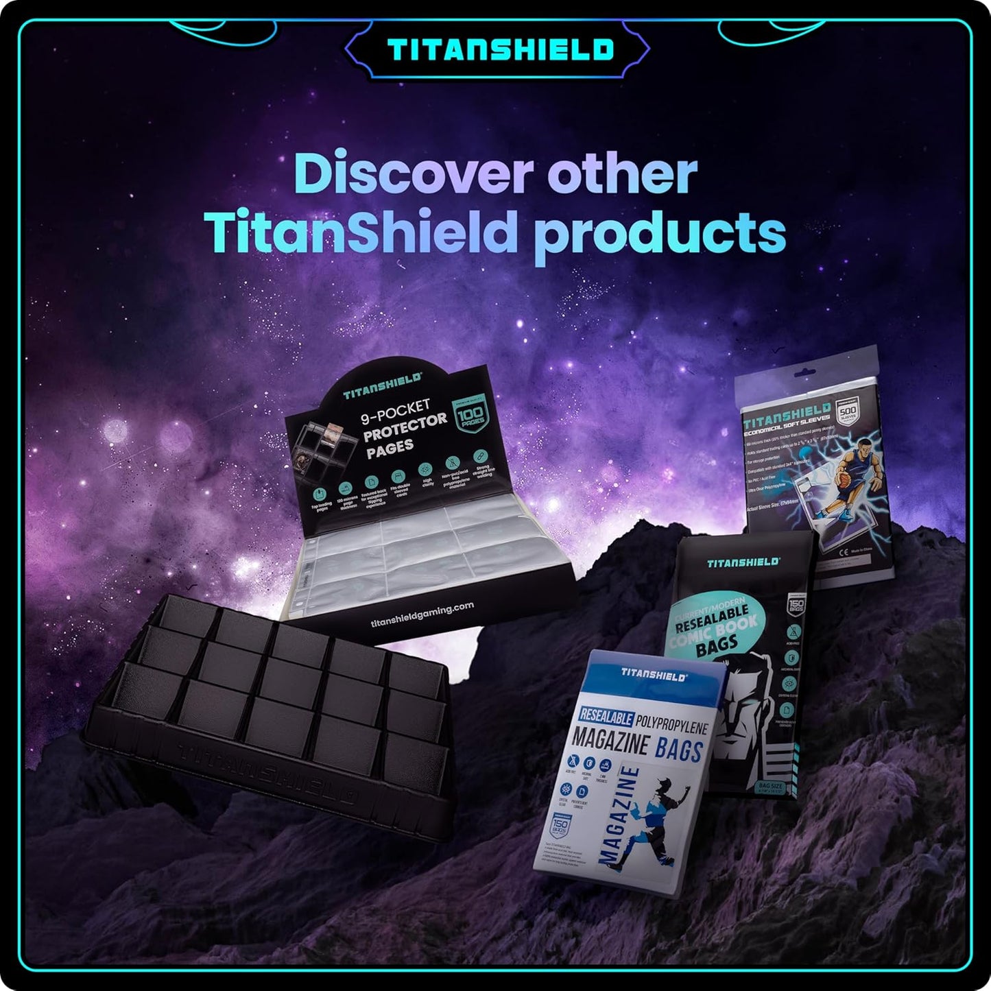 TitanShield TitanShield (150 Sleeves, Blue) Compatible with Standard Sized Board Games, MTG Magic The Gathering, Pokemon, Lorcana, and Trading Card Sleeves Deck Protector 2.5" x 3.5" 66x91mm