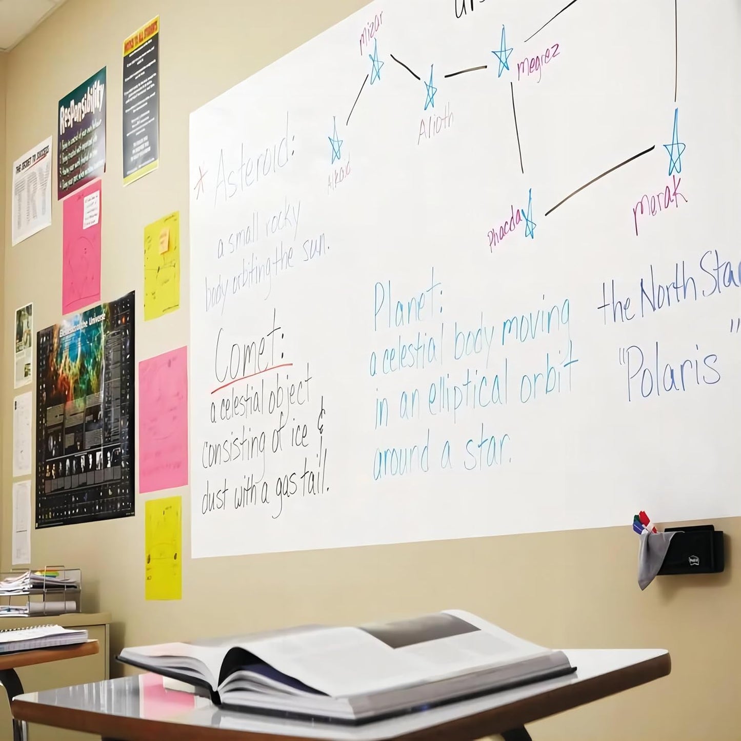 Magnetic Whiteboard Contact Paper, 47" x 94" Stick on Magnetic Dry Erase White Board Sticker on Wall, Easy to Write for Drawing, School, Office, Kitchen Fridge