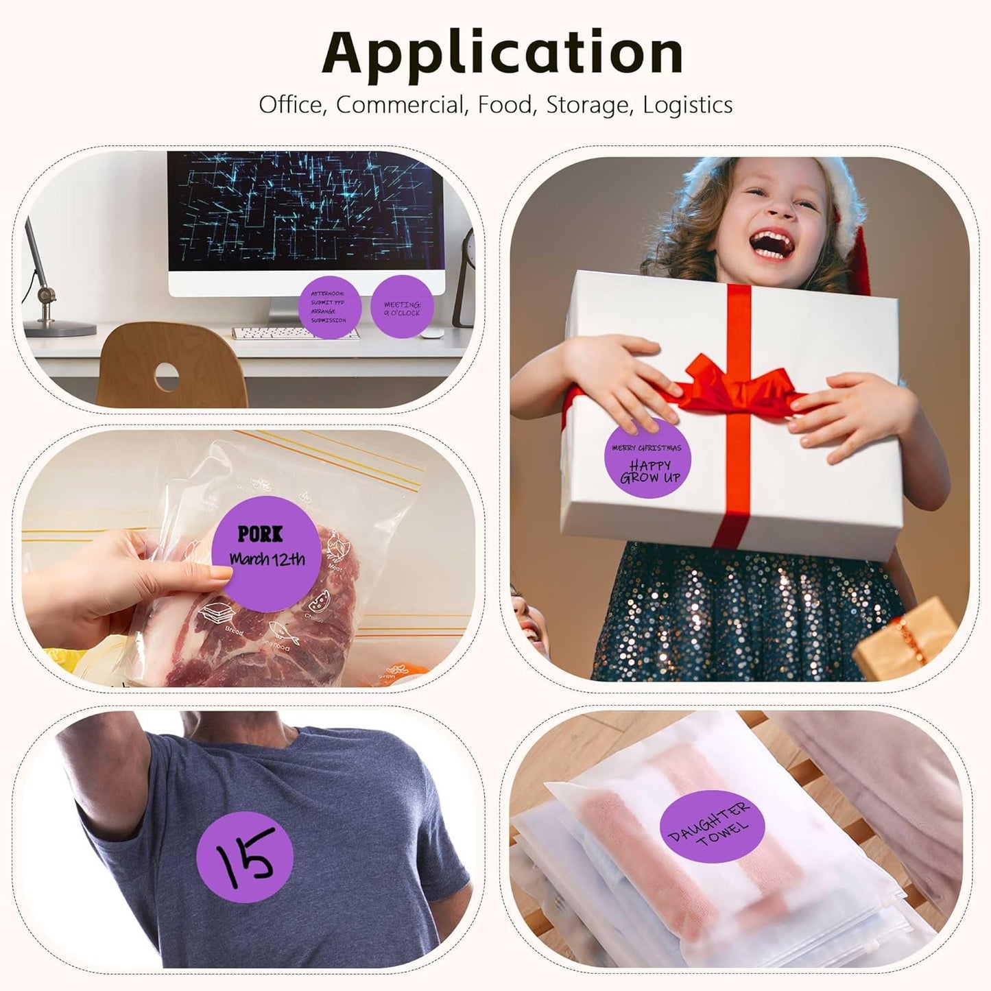 PARLAIM 3”Color Coding Labels Stickers,4Rolls/2000per Dispenser Box Round Adhesive Circle Dot Stickers for Inventory Office Home(Purple)