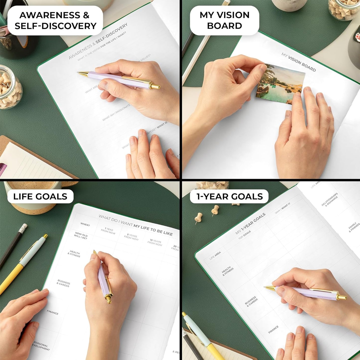 Clever Fox Planner PRO Schedule – Undated Weekly & Monthly Life Planner with Time Slots, Appointment Book & Daily Organizer, A4 (Forest Green)