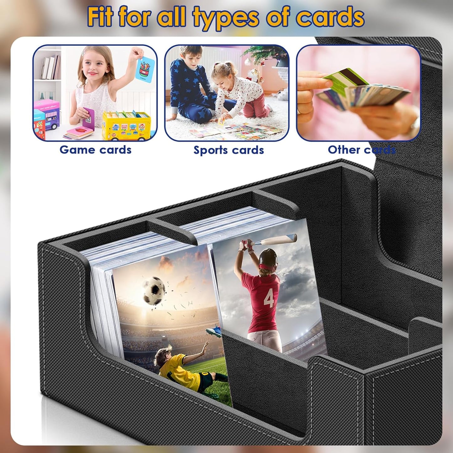 Homthy 1800+ Card Deck Case for Trading Cards, Leather Magnetic Closure Commander Card Storage Box Magic Card Protectors Fit for MTG TCG and Sport Cards