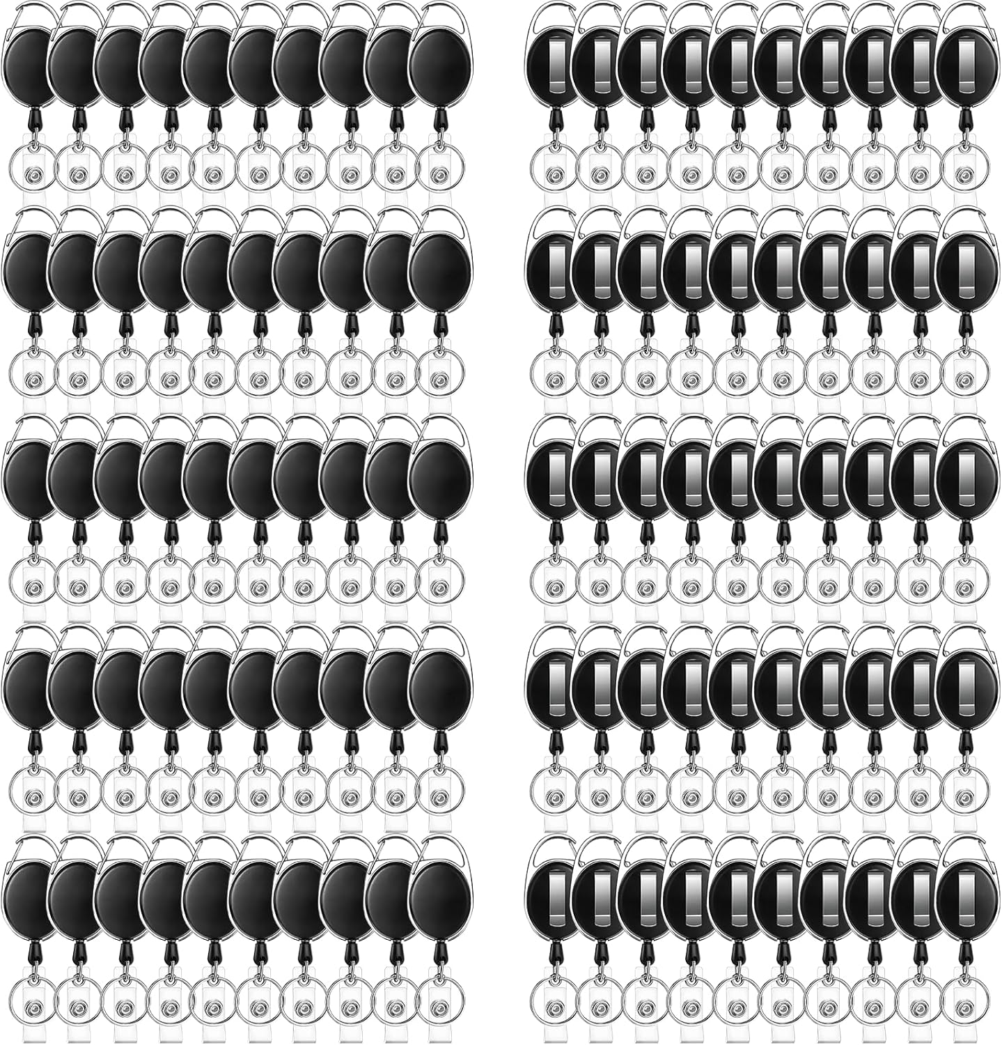 100 Pcs Badge Reel, ID Badge Holder Retractable Clip, Heavy Duty Keychain Badge Reel,Badge Clip, Bulk Lanyard for Wear Keys, ID Card, Name Hold