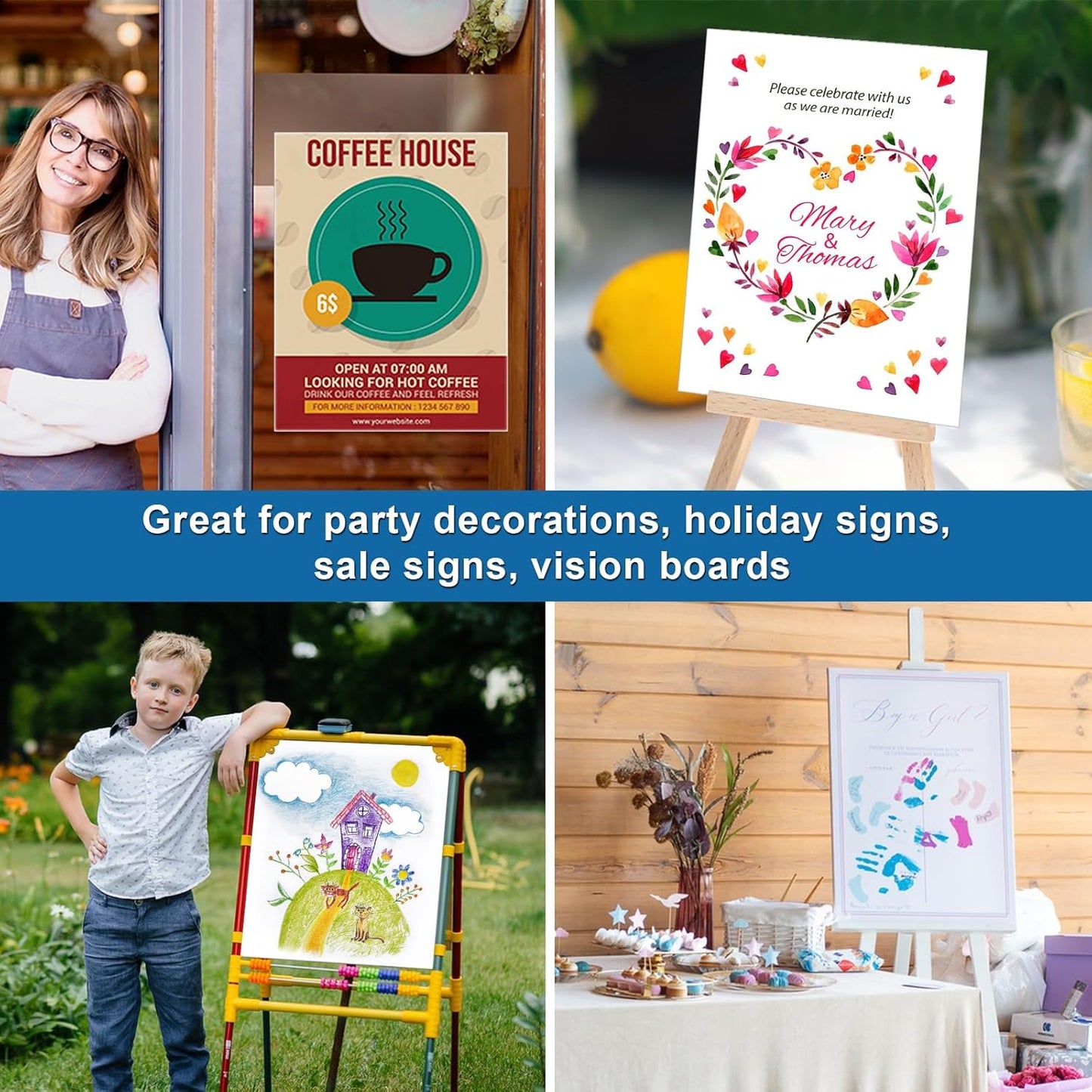 25 Pcs White Poster Board Paper 14x18, ROOKEA Blank Graphic Display Vision Boards Bulk for School Arts Classroom Crafts Projects Presentations Drawing Scrapbooking