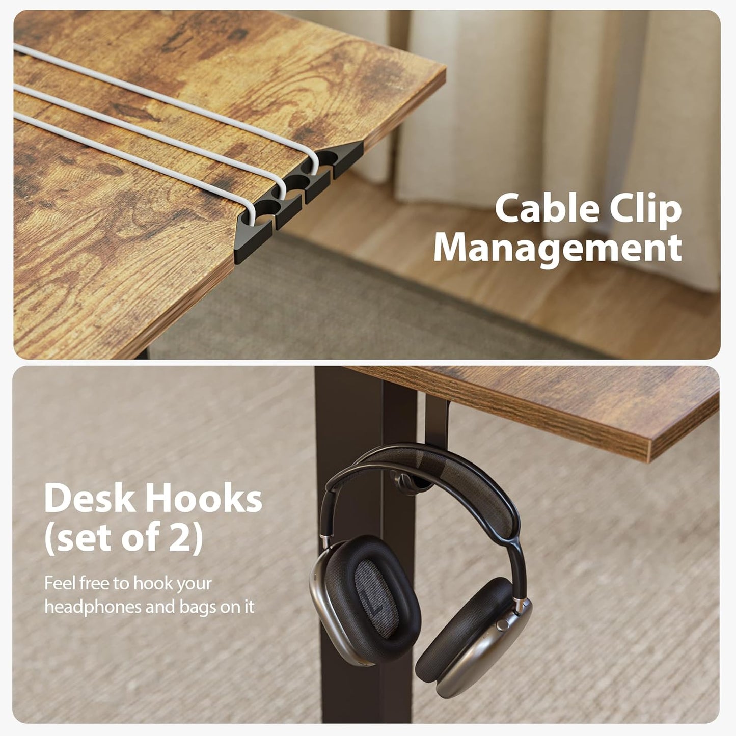 Agilestic L Shaped Standing Desk 63 x 55 inch Adjustable Height, Electric Corner Standing Desk, Sit Stand Computer Table with Splice Board, Rustic Brown