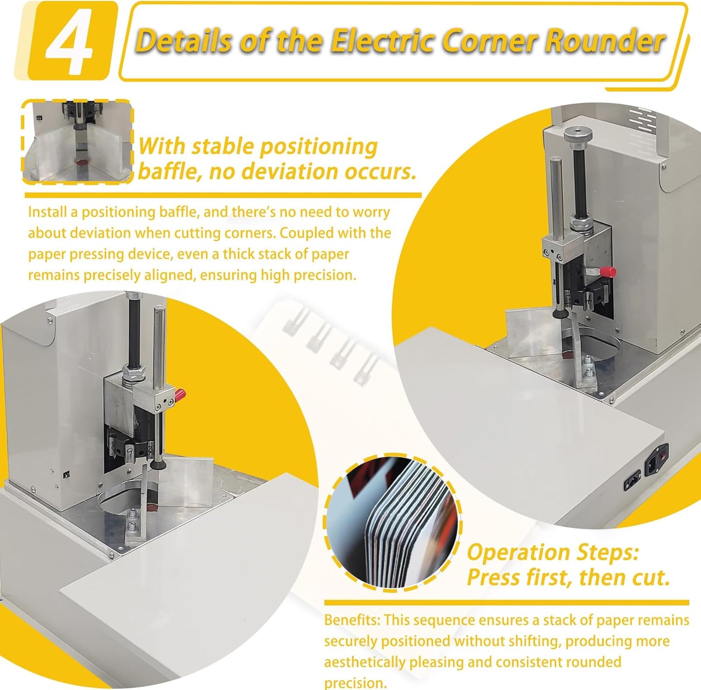 Electric Corner Rounder Machine 50mm Capacity Round Corner Cutter with Safety Guard & Foot Pedal 7PCS Blades R3-R9 Commercial Corner Rounding for Documents Certificates Books Packaging